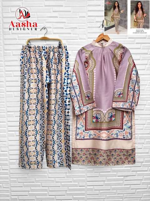 AASHA DESIGNER MODAL SATIN PRINT TURKISH READYMADE CO-ORD SET