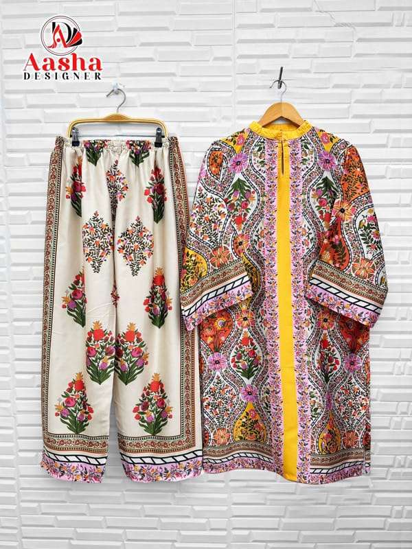 AASHA DESIGNER MODAL SATIN PRINT TURKISH READYMADE CO-ORD SET