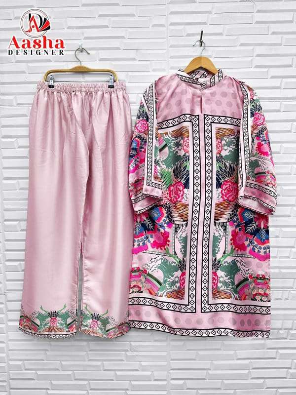 AASHA DESIGNER MODAL SATIN PRINT TURKISH READYMADE CO-ORD SET