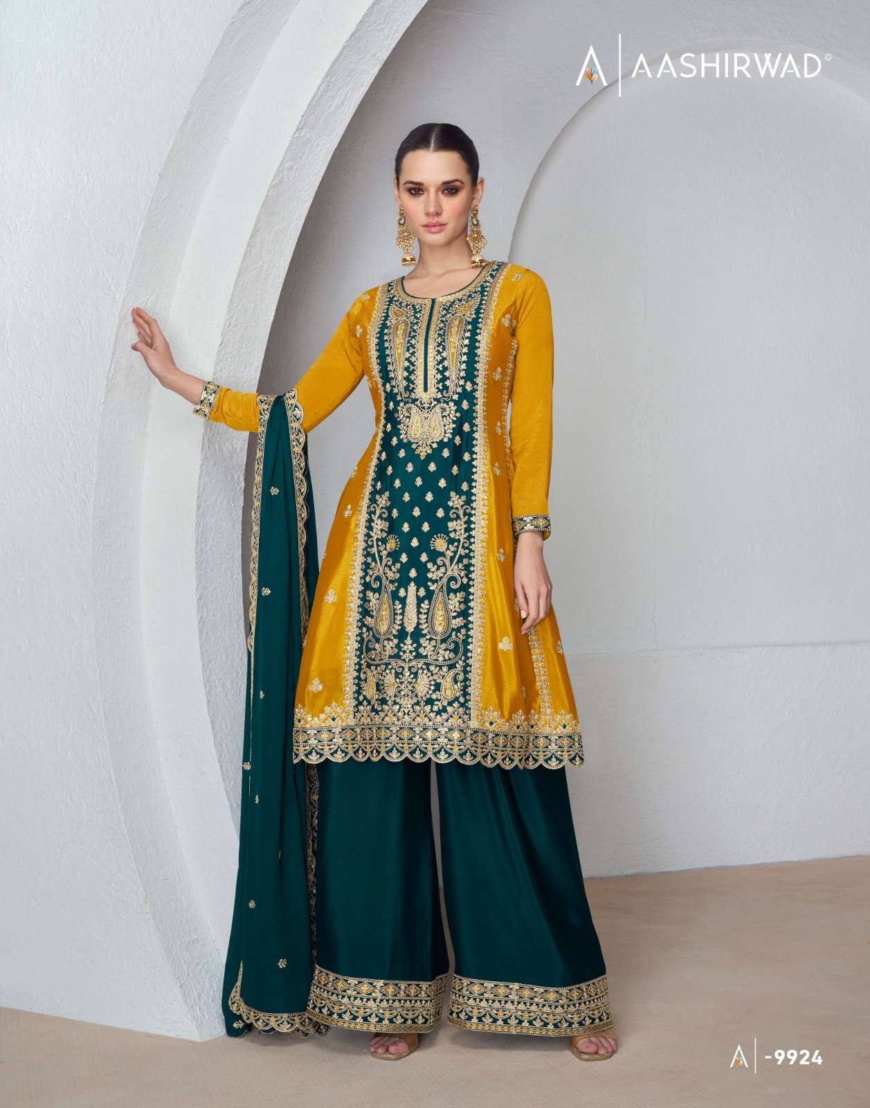 AASHIRWAD CREATION SHANAYA SILK WITH HEAVY DESIGNER PARTY WEAR SUIT