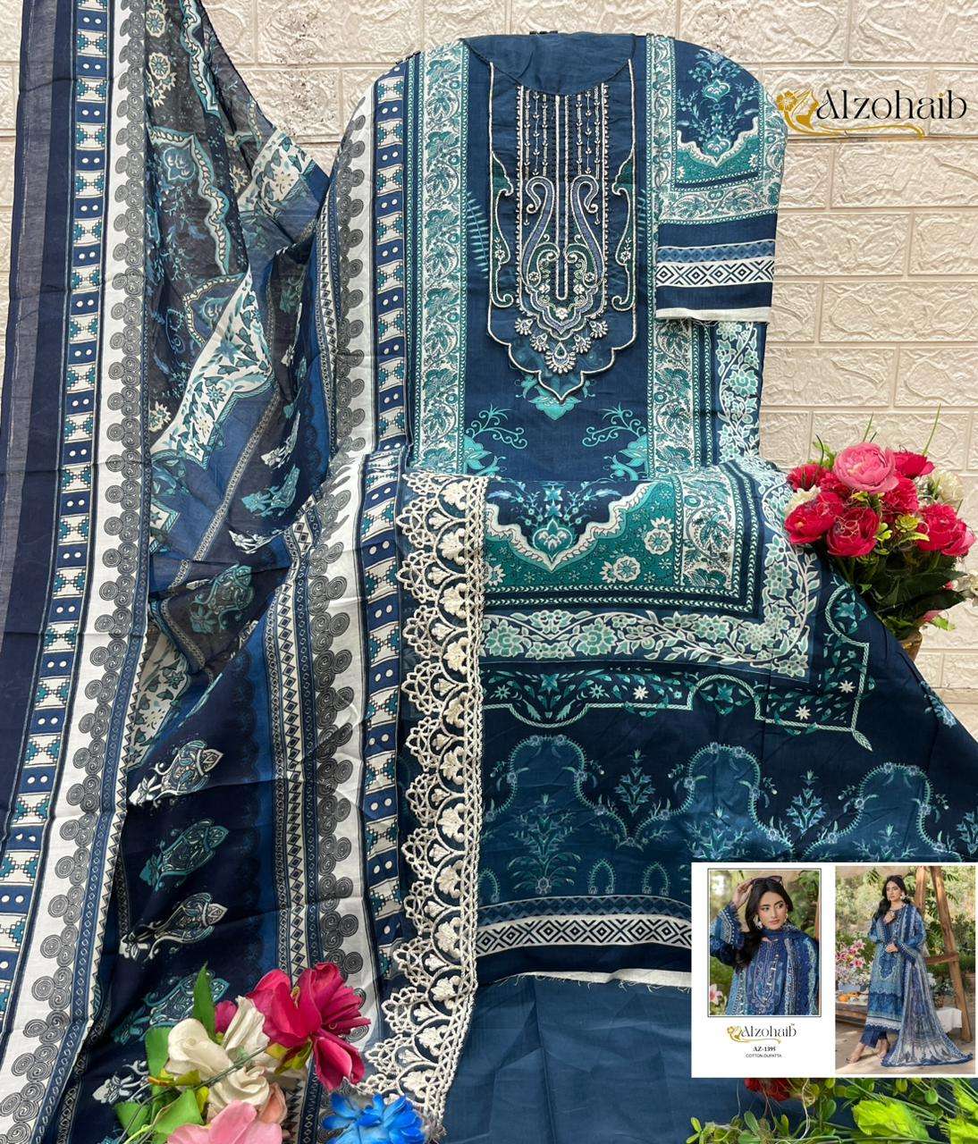 AL ZOHAIB AALSHA VOL 2 COTTON PATCH EMBROIDERY WORK SUIT