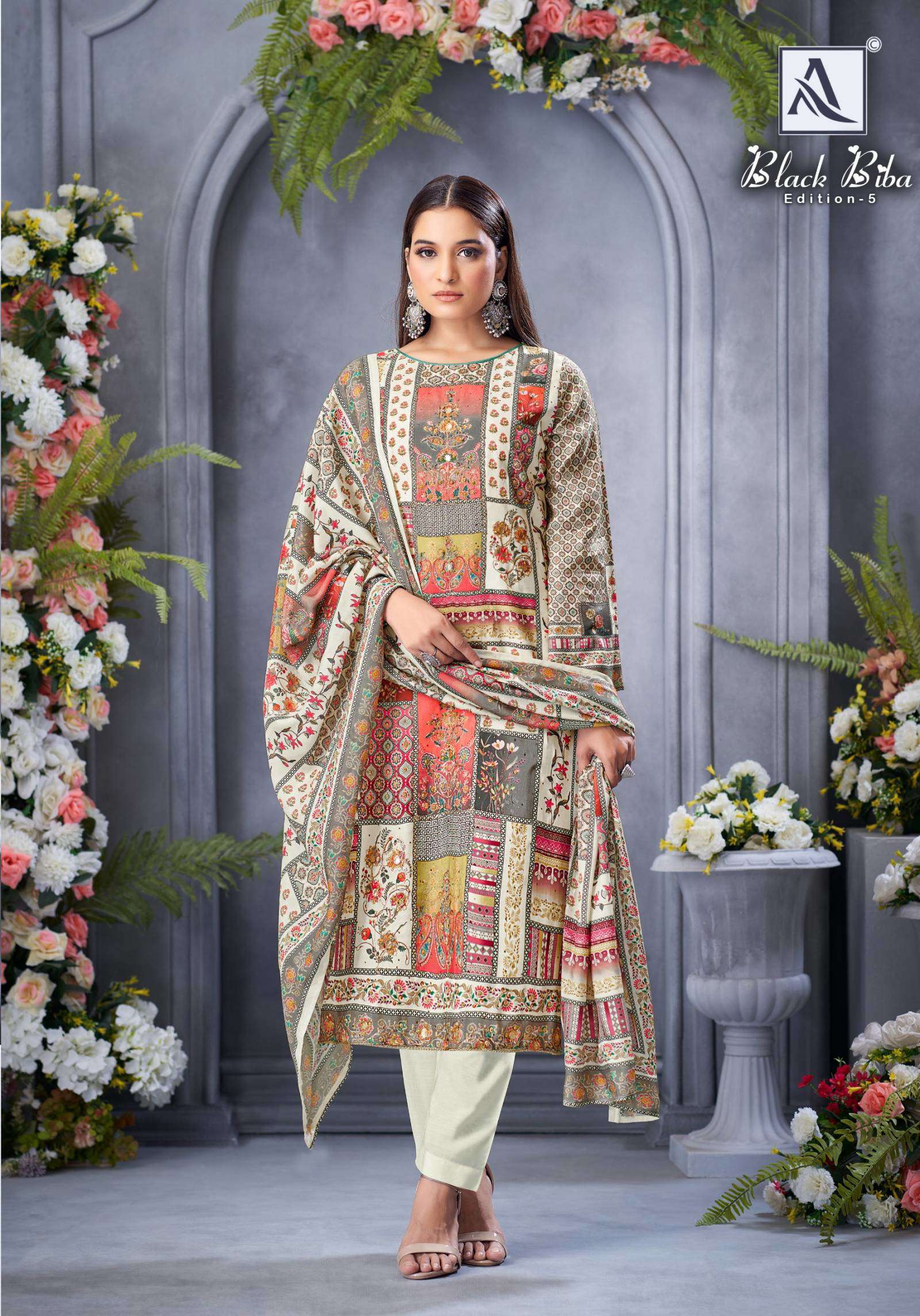 ALOK SUITS BLACK BIBA EDITION 5 VISCOSE DIGITAL PRINT WITH FANCY WORK SUIT