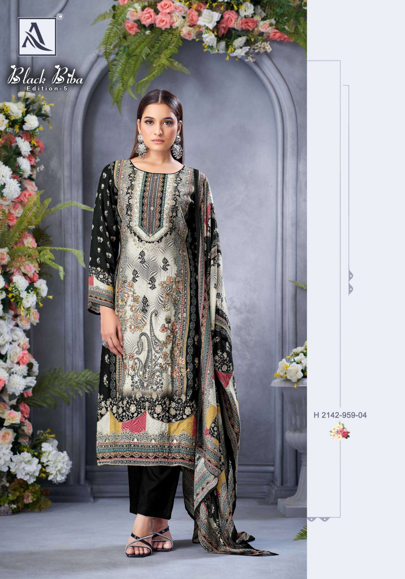ALOK SUITS BLACK BIBA EDITION 5 VISCOSE DIGITAL PRINT WITH FANCY WORK SUIT