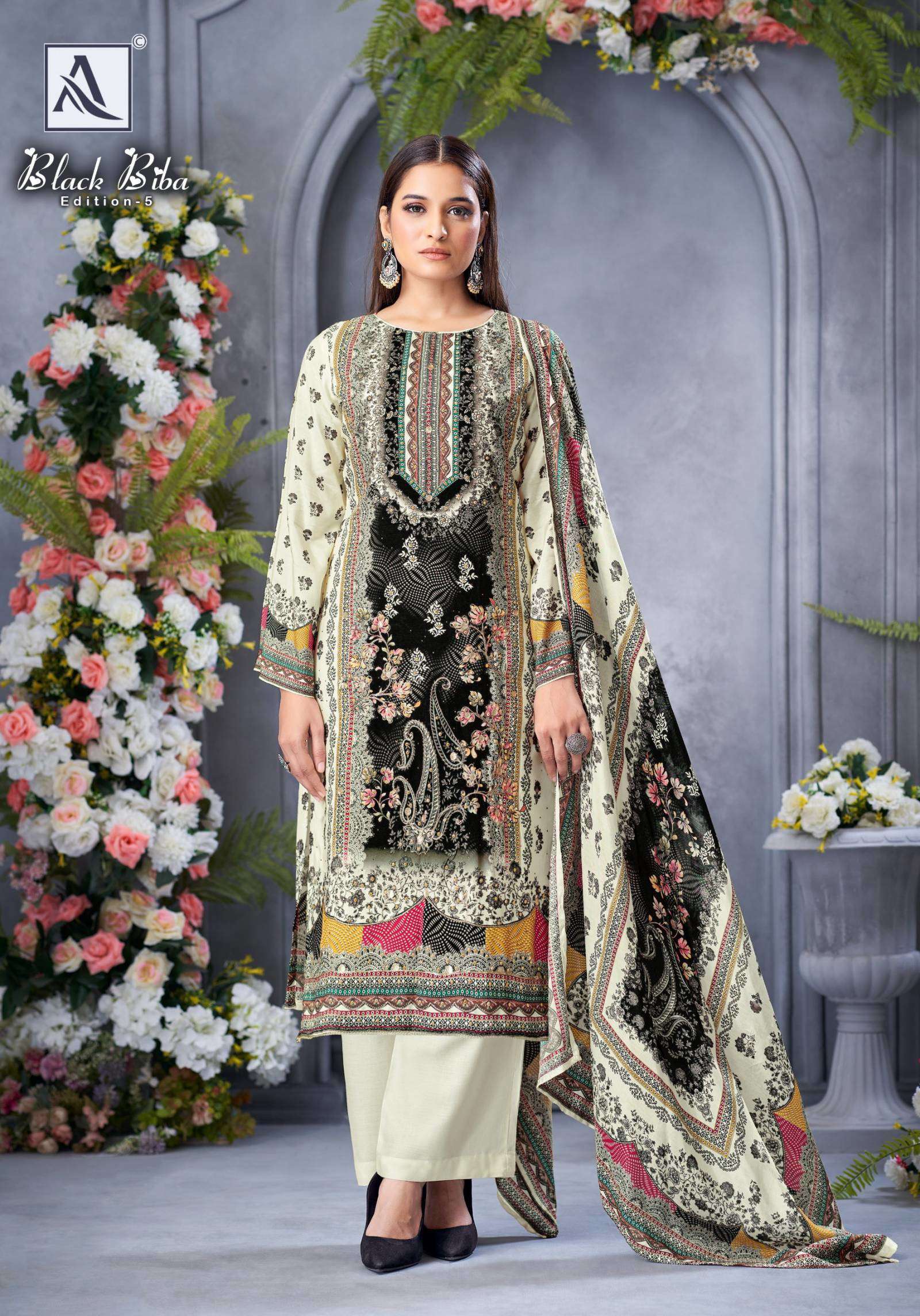 ALOK SUITS BLACK BIBA EDITION 5 VISCOSE DIGITAL PRINT WITH FANCY WORK SUIT