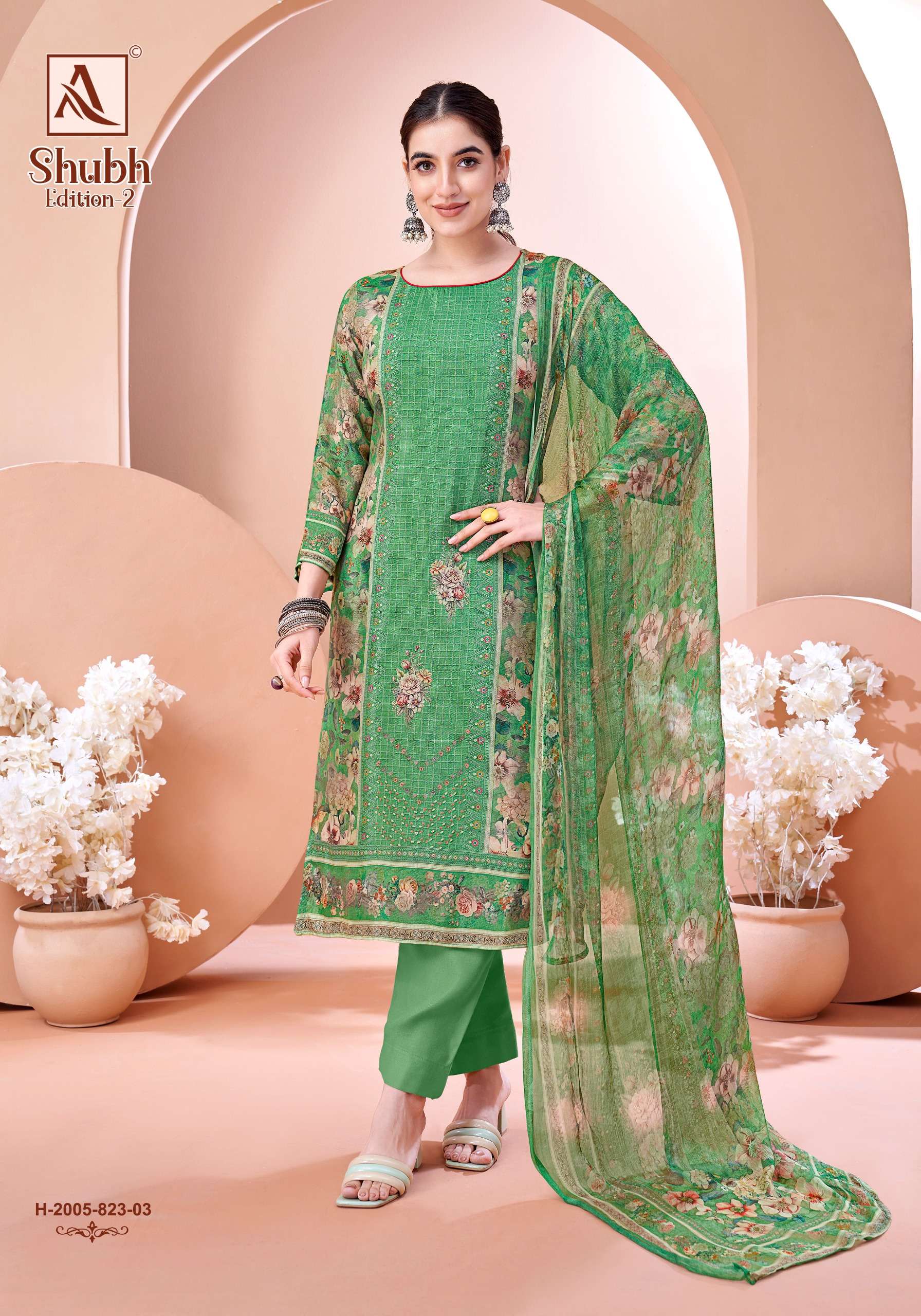 ALOK SUITS SHUBH EDITION 2 MUSLIN DIGITAL PRINT WITH HAND WORK SUIT