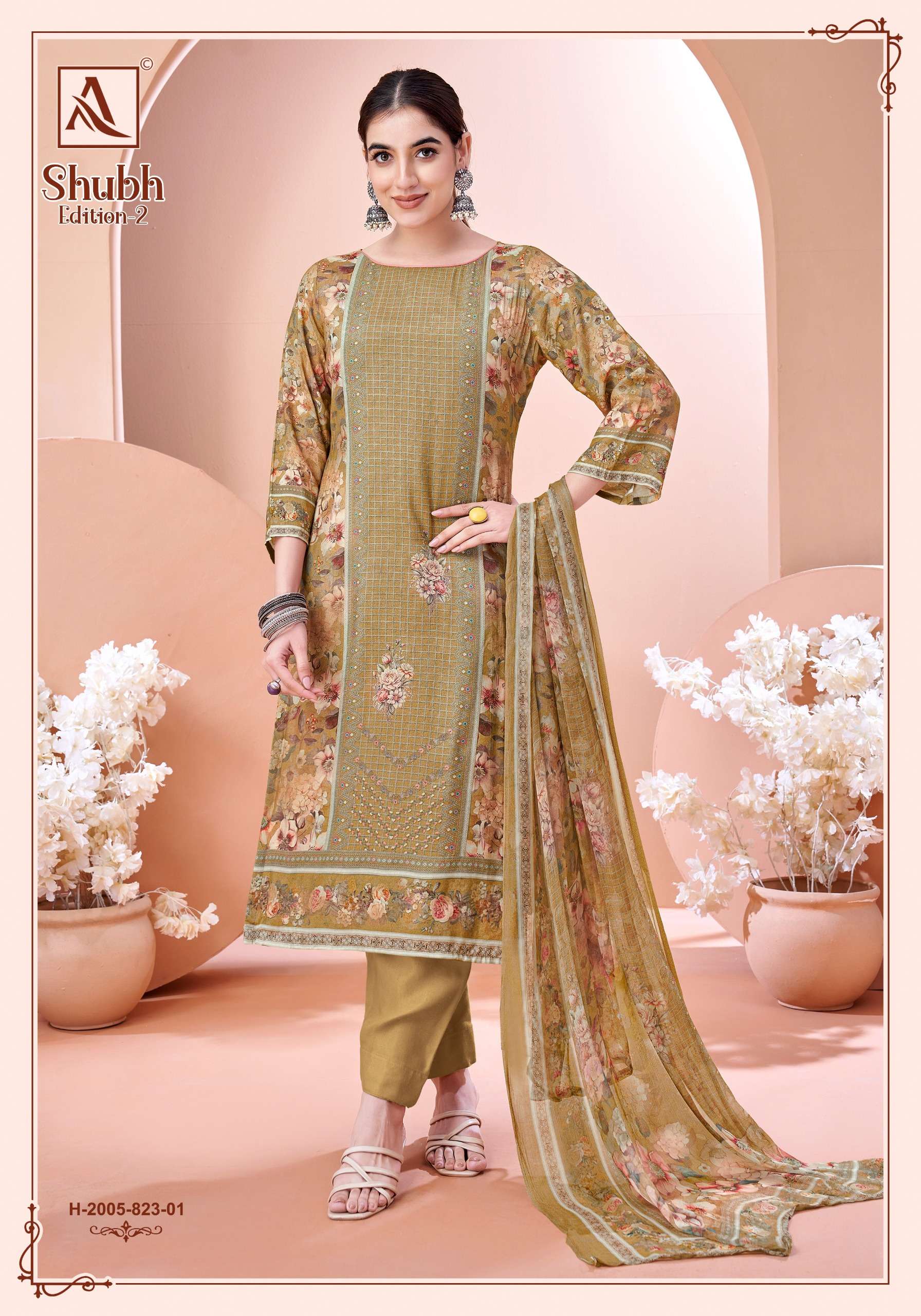 ALOK SUITS SHUBH EDITION 2 MUSLIN DIGITAL PRINT WITH HAND WORK SUIT