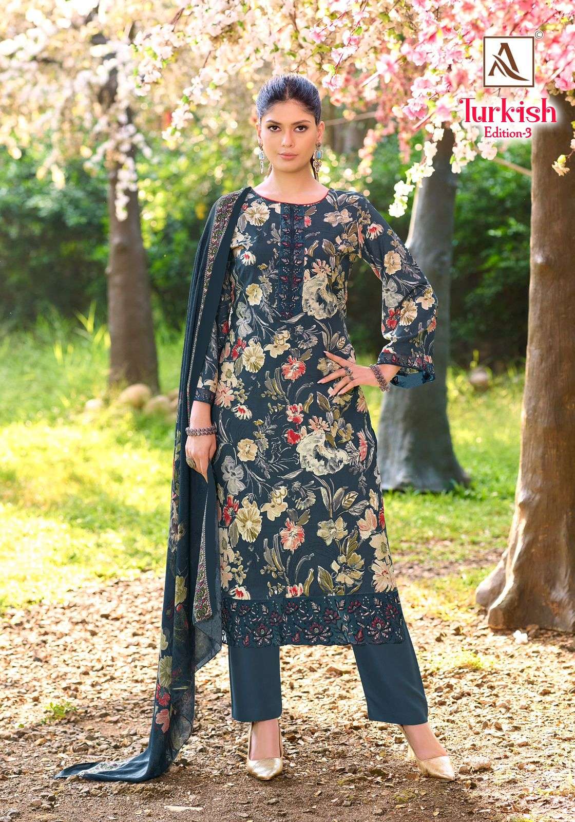 ALOK SUITS TURKISH EDITION 3 VISCOSE PRINT WITH FANCY EMBROIDERY WORK SUIT