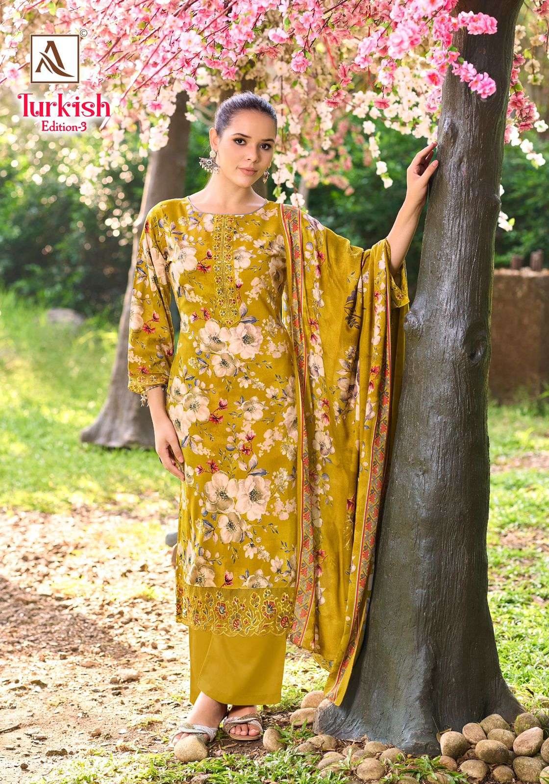 ALOK SUITS TURKISH EDITION 3 VISCOSE PRINT WITH FANCY EMBROIDERY WORK SUIT
