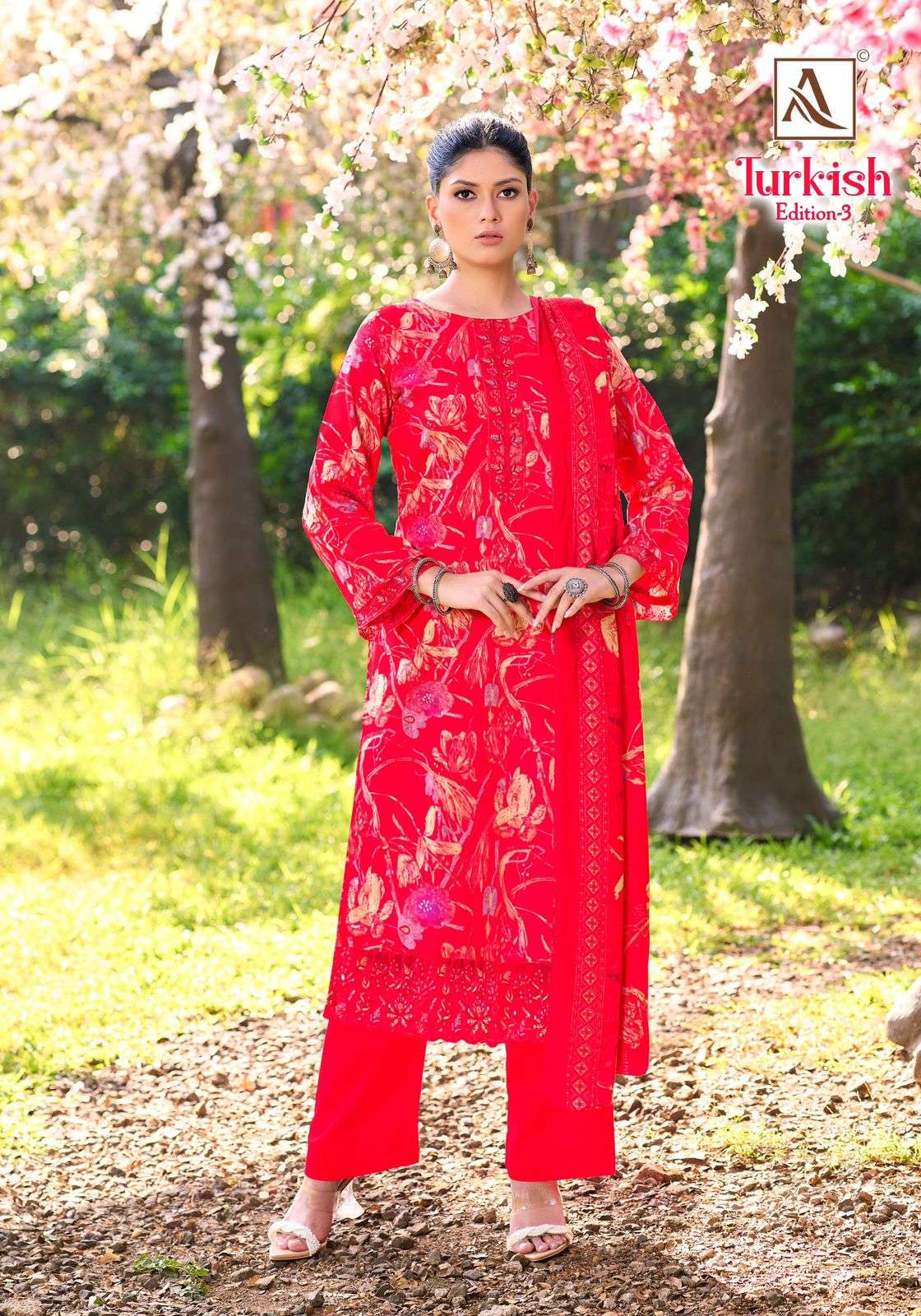 ALOK SUITS TURKISH EDITION 3 VISCOSE PRINT WITH FANCY EMBROIDERY WORK SUIT