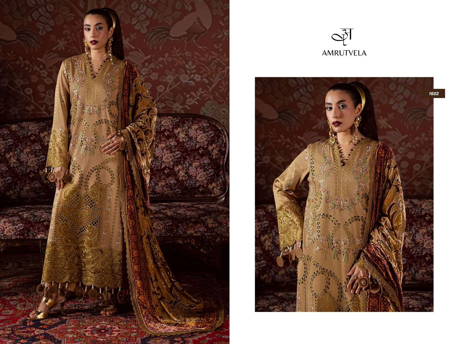AMRUTVELA  MAHNOR LUXURY RAYON COLLECTION HEAVY EMBROIDERY DESIGNER WORK SUIT