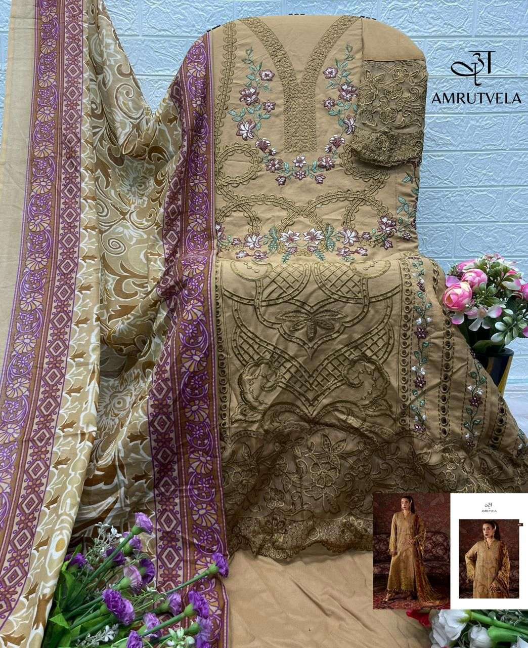 AMRUTVELA  MAHNOR LUXURY RAYON COLLECTION HEAVY EMBROIDERY DESIGNER WORK SUIT