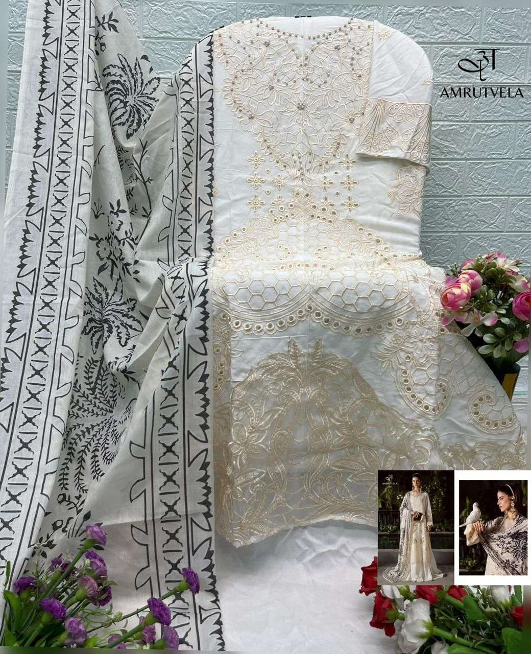 AMRUTVELA  MAHNOR LUXURY RAYON COLLECTION HEAVY EMBROIDERY DESIGNER WORK SUIT