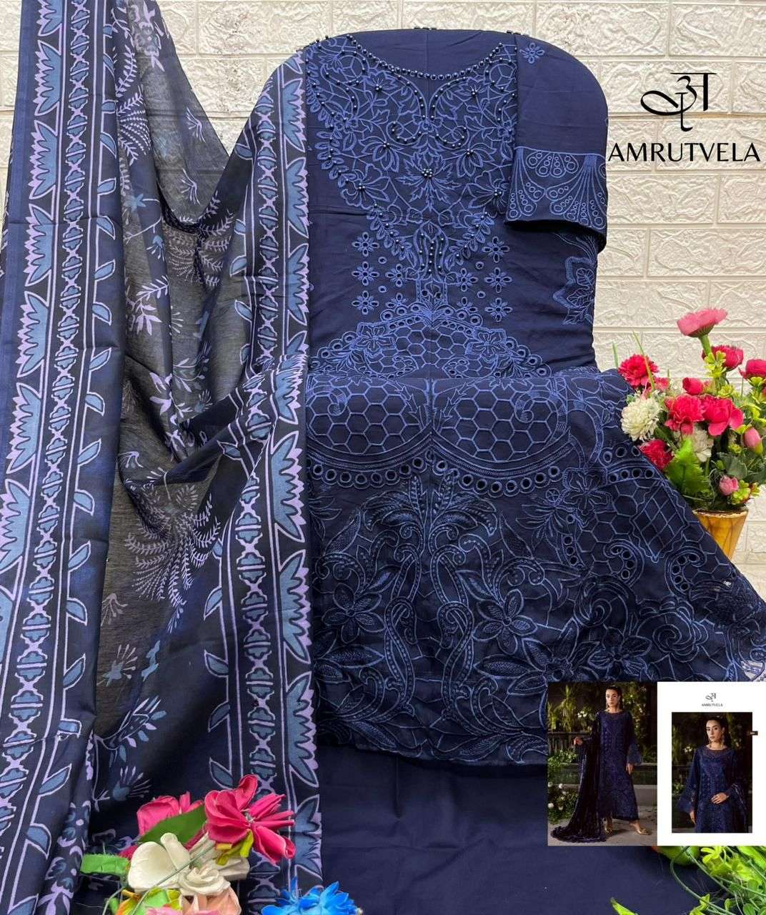 AMRUTVELA  MAHNOR LUXURY RAYON COLLECTION HEAVY EMBROIDERY DESIGNER WORK SUIT