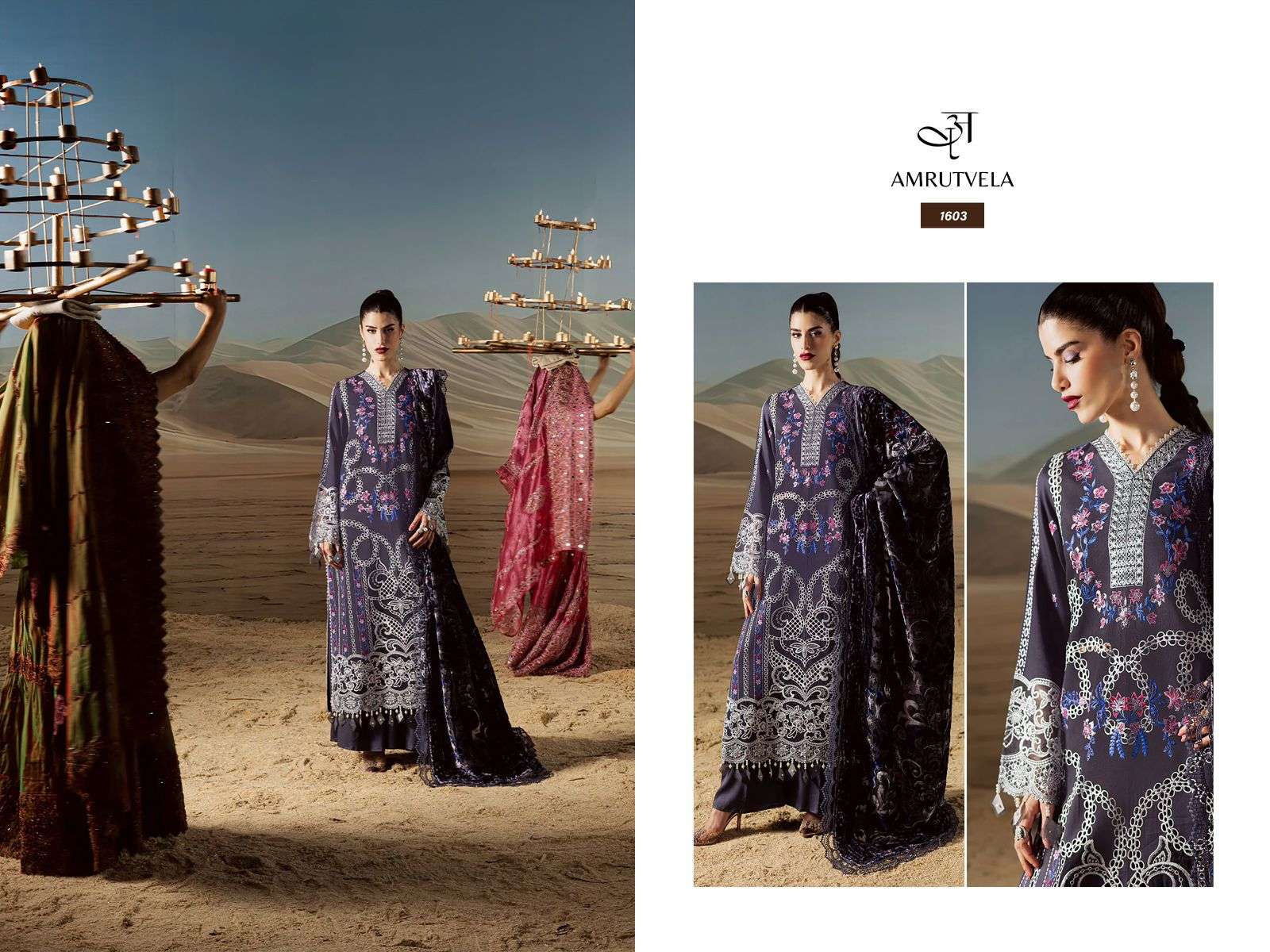 AMRUTVELA  MAHNOR LUXURY RAYON COLLECTION HEAVY EMBROIDERY DESIGNER WORK SUIT