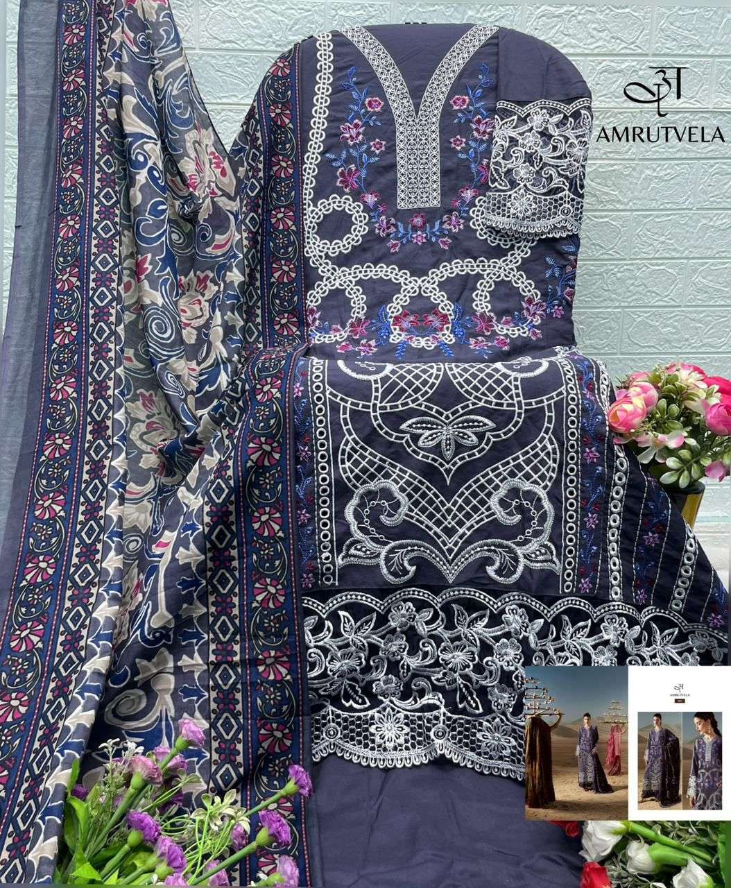 AMRUTVELA  MAHNOR LUXURY RAYON COLLECTION HEAVY EMBROIDERY DESIGNER WORK SUIT