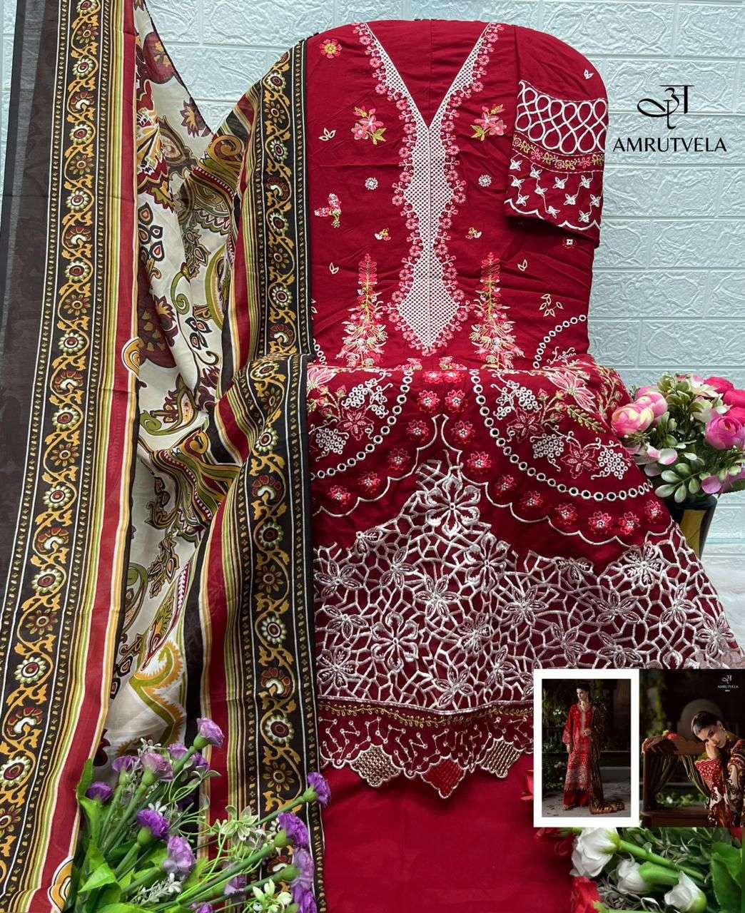 AMRUTVELA  MAHNOR LUXURY RAYON COLLECTION HEAVY EMBROIDERY DESIGNER WORK SUIT