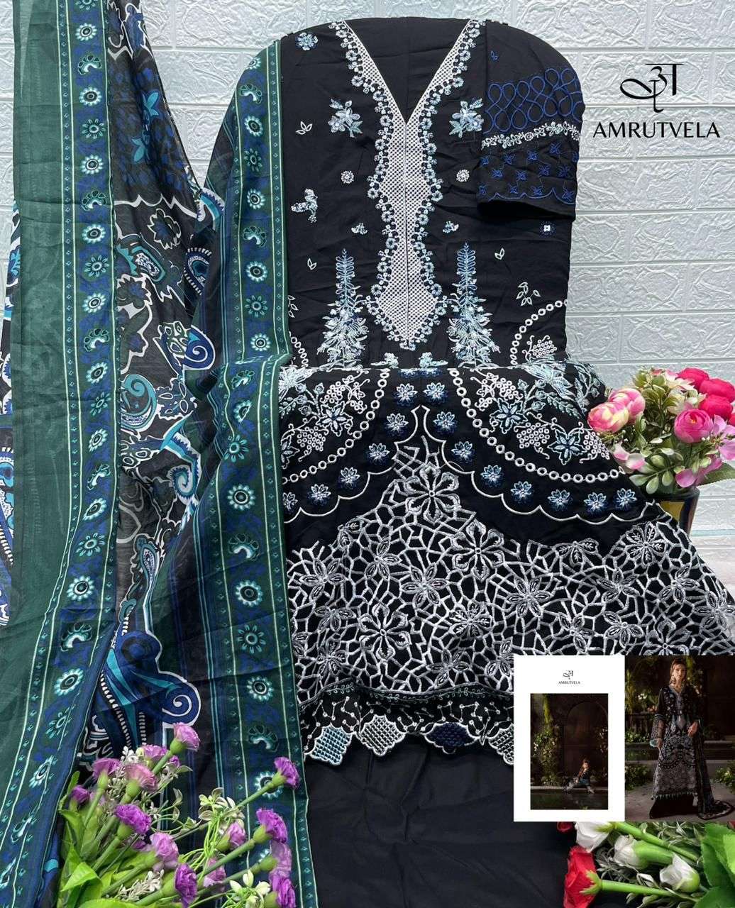 AMRUTVELA  MAHNOR LUXURY RAYON COLLECTION HEAVY EMBROIDERY DESIGNER WORK SUIT
