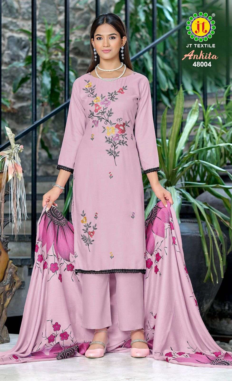 ANKITA VOL 48 RAYON PRINT WITH FANCY EMBROIDERY WORK SUIT