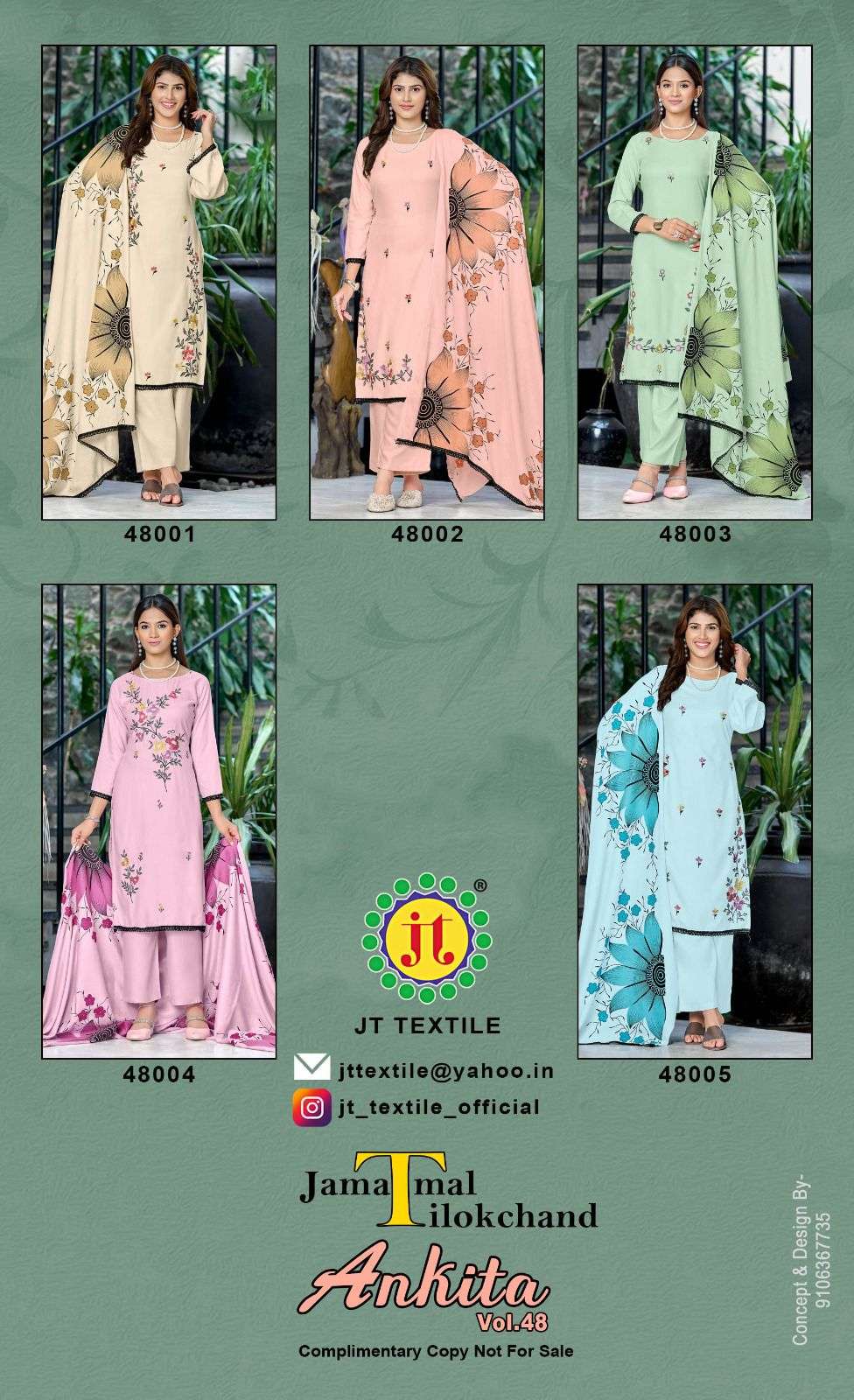 ANKITA VOL 48 RAYON PRINT WITH FANCY EMBROIDERY WORK SUIT