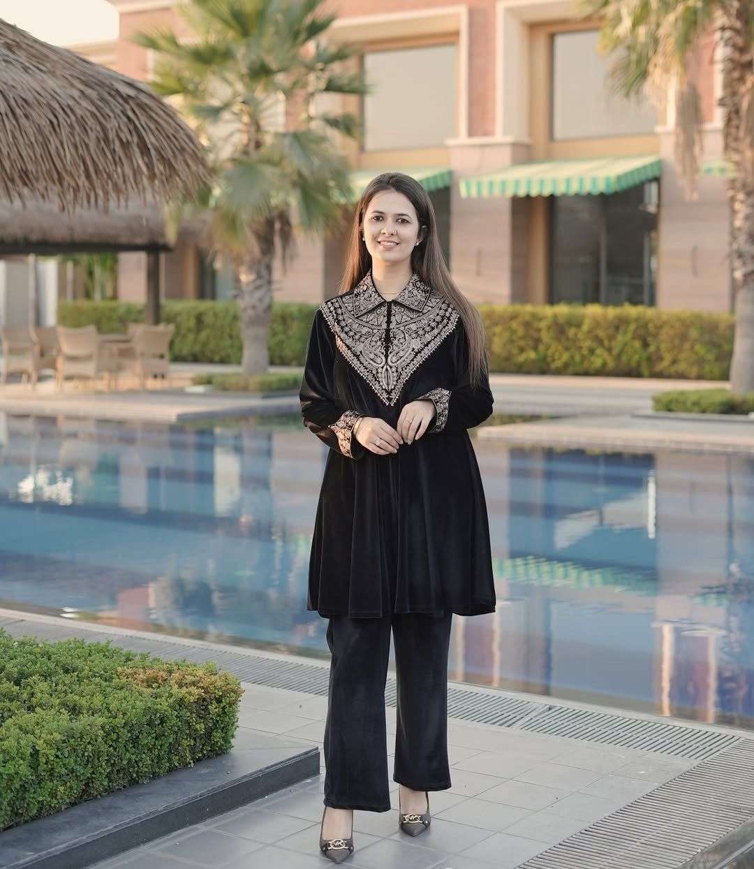 BE 413 VELVET DESIGNER PARTY WEAR KURTA WITH PLAZZO 