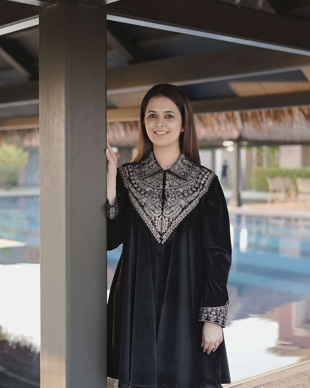 BE 413 VELVET DESIGNER PARTY WEAR KURTA WITH PLAZZO 