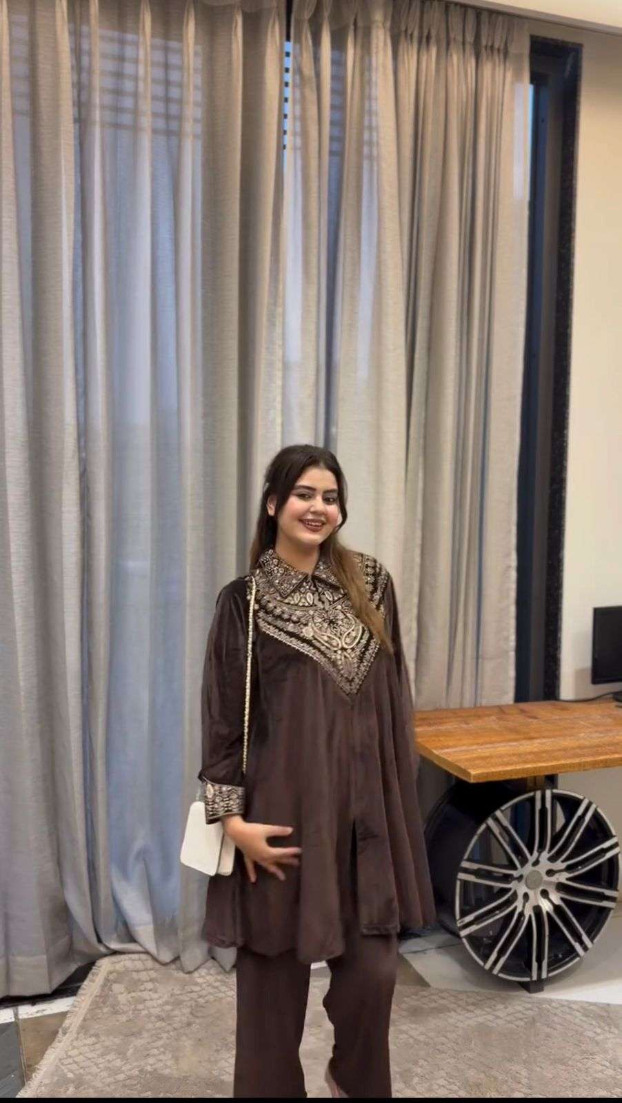 BE 413 VELVET DESIGNER PARTY WEAR KURTA WITH PLAZZO 