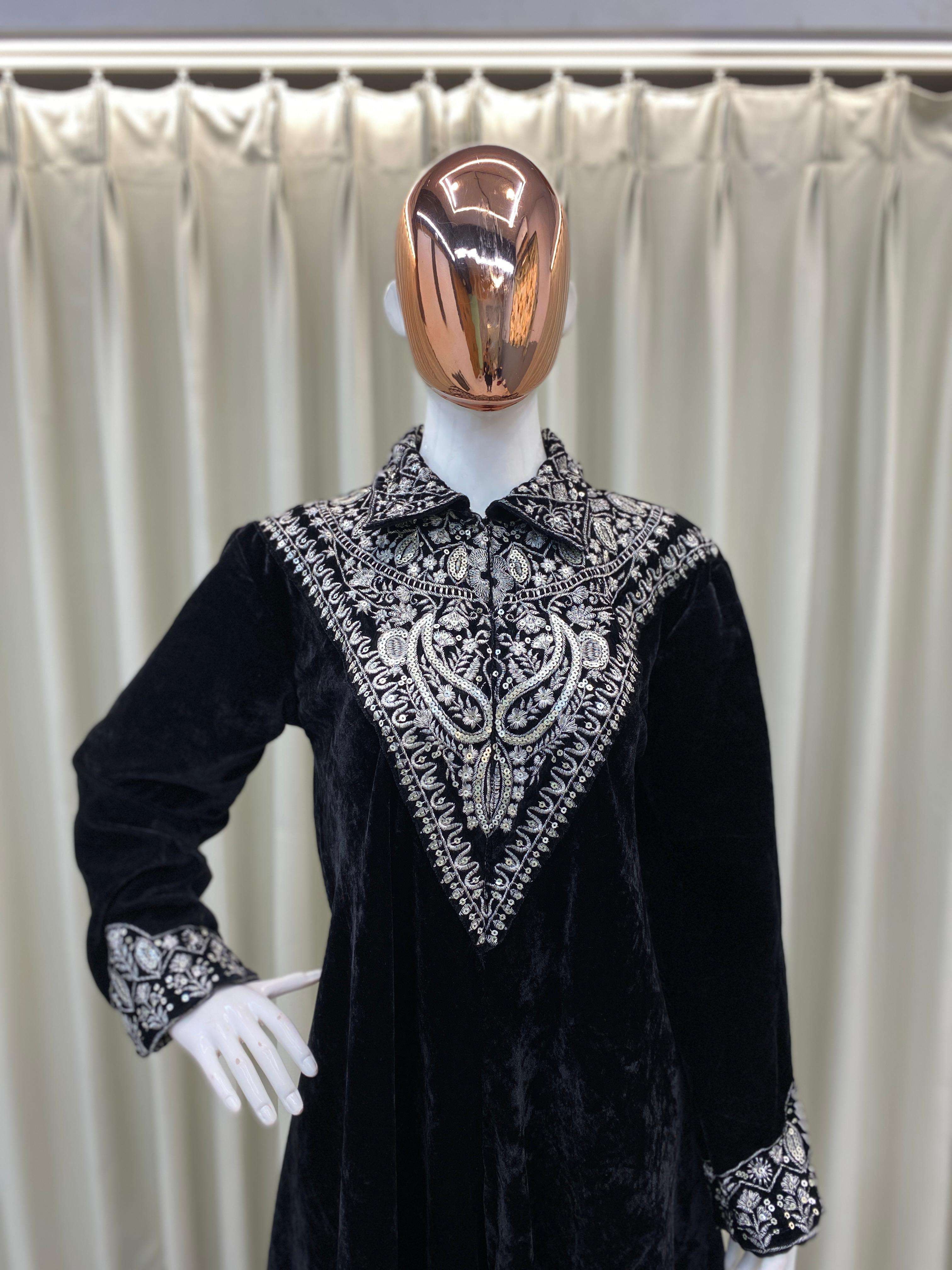BE 413 VELVET DESIGNER PARTY WEAR KURTA WITH PLAZZO 