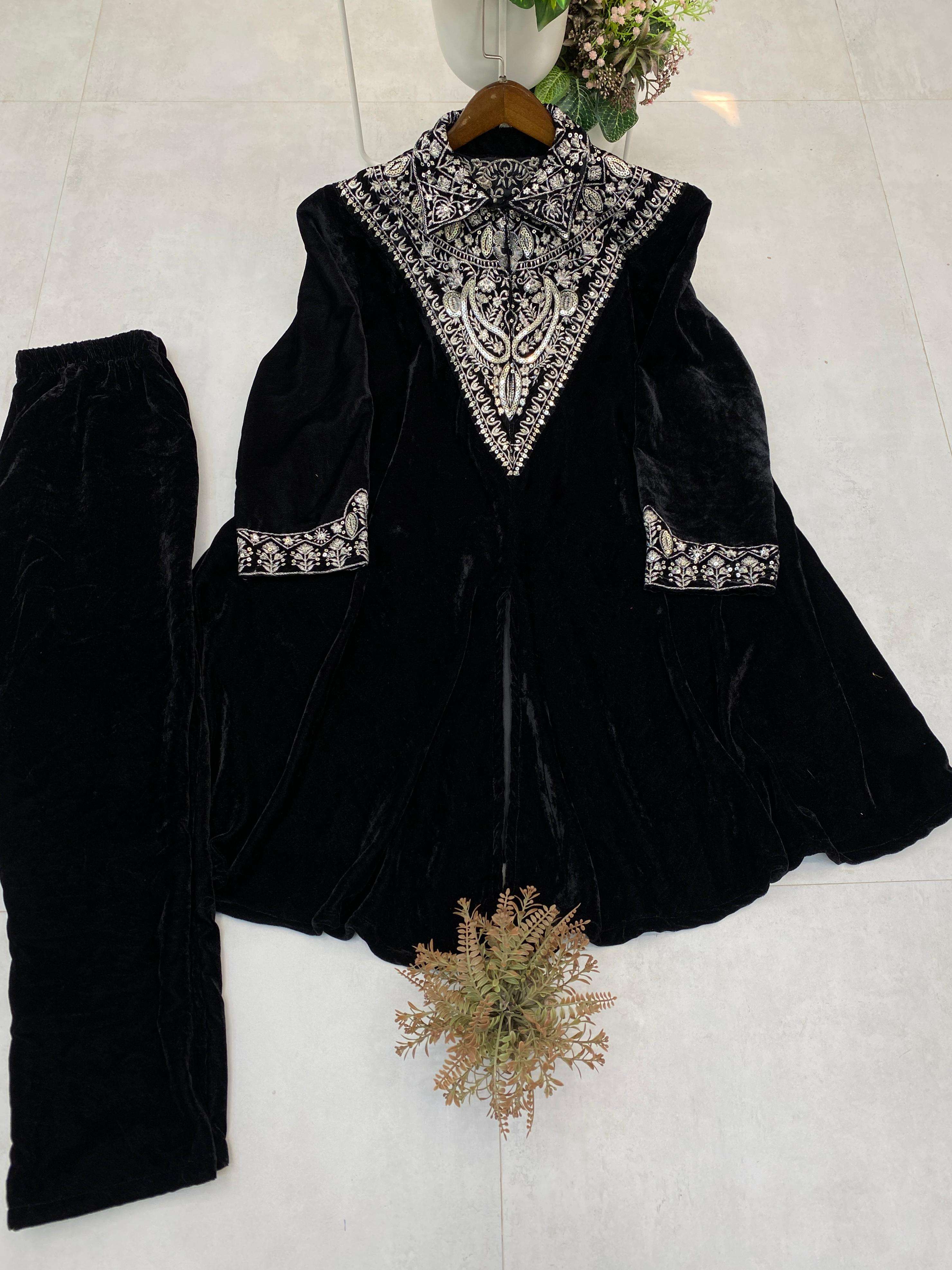 BE 413 VELVET DESIGNER PARTY WEAR KURTA WITH PLAZZO 