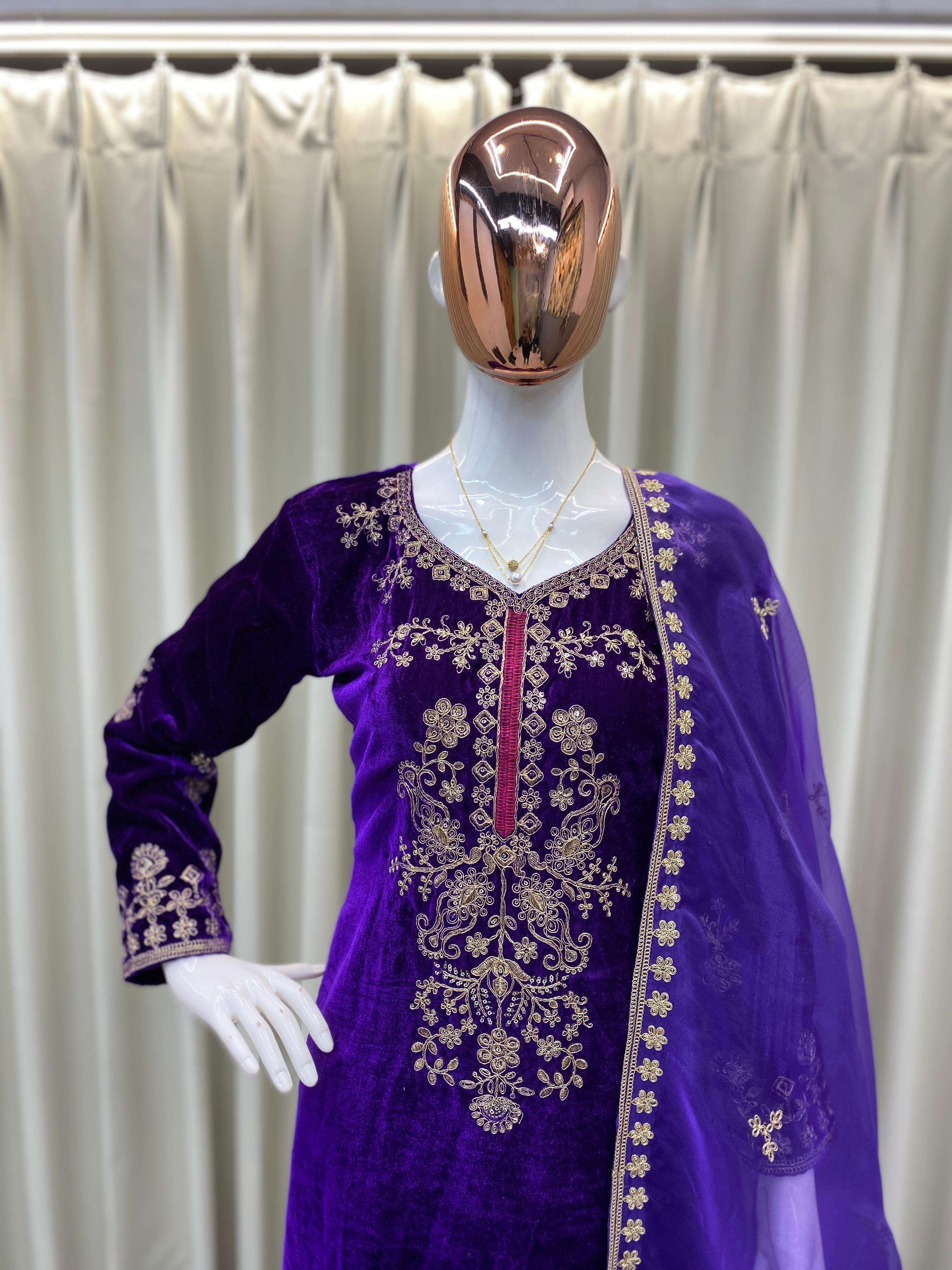 BE 416 VELVET BEAUTIFUL SEQUENCE DESIGNER WORK FESTIVE WEAR SUIT
