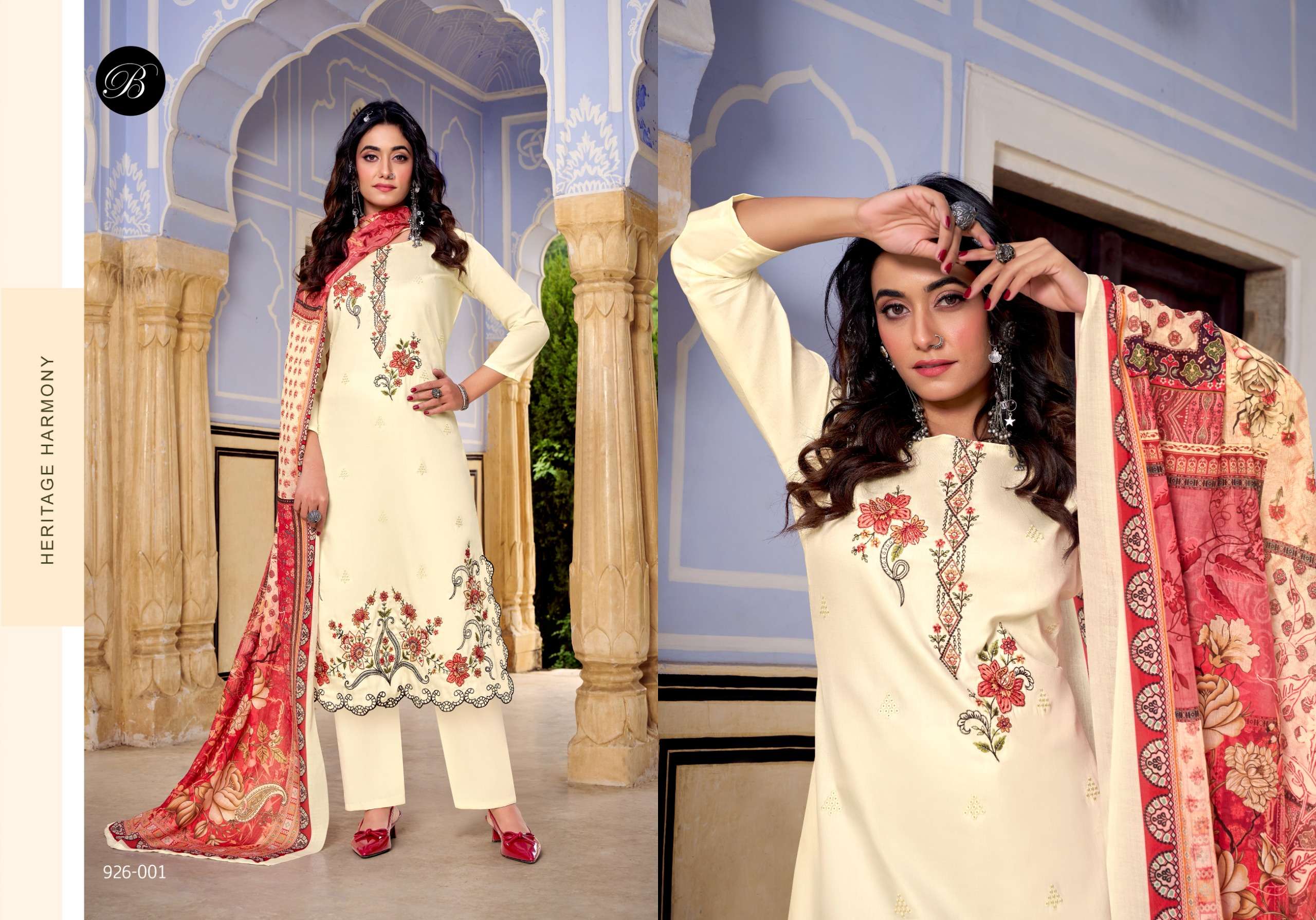 BELLIZA DESIGNER STUDIO ZARQASH VOL 13 JAM COTTON FANCY EMBROIDERY WORK SUIT