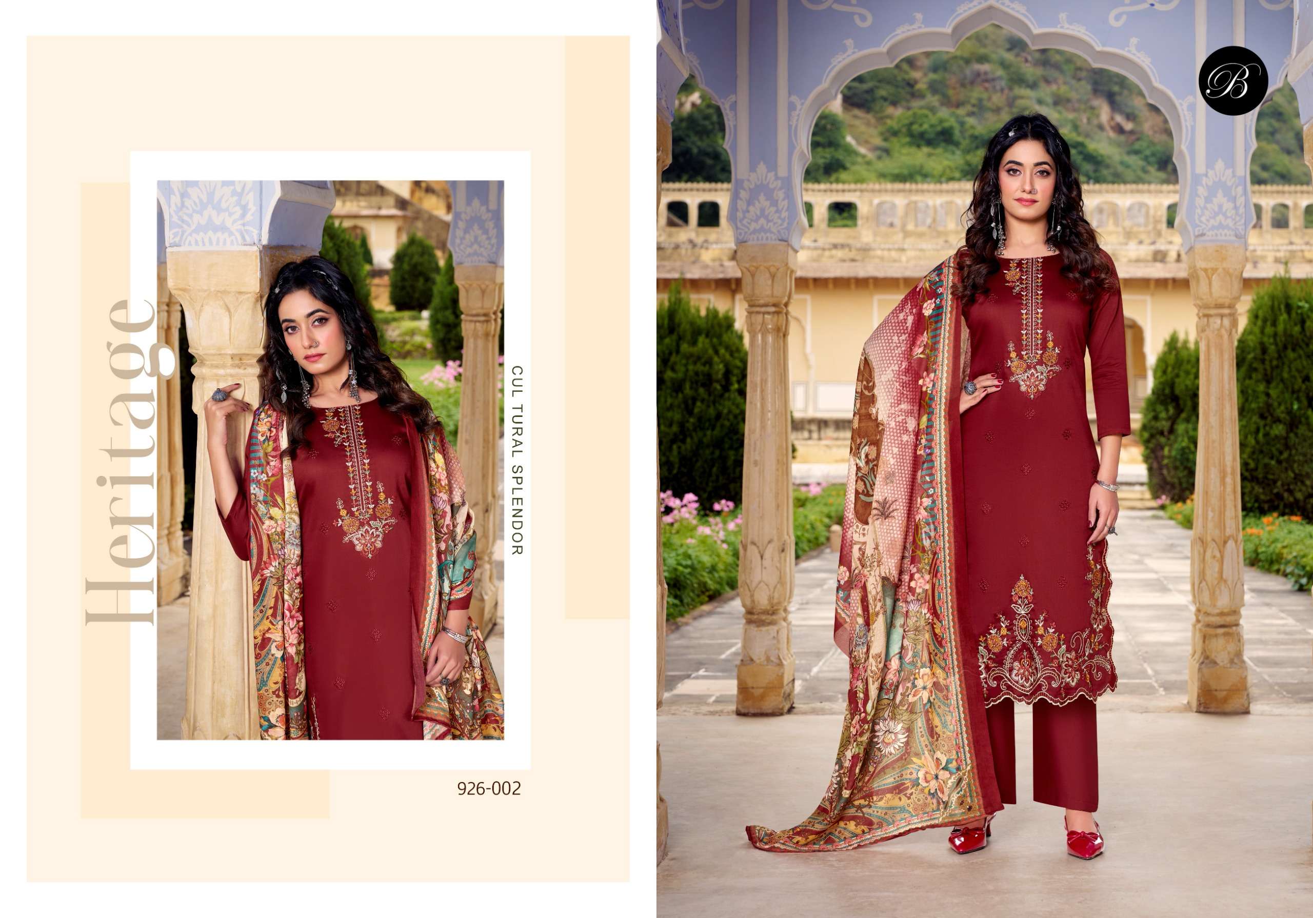 BELLIZA DESIGNER STUDIO ZARQASH VOL 13 JAM COTTON FANCY EMBROIDERY WORK SUIT