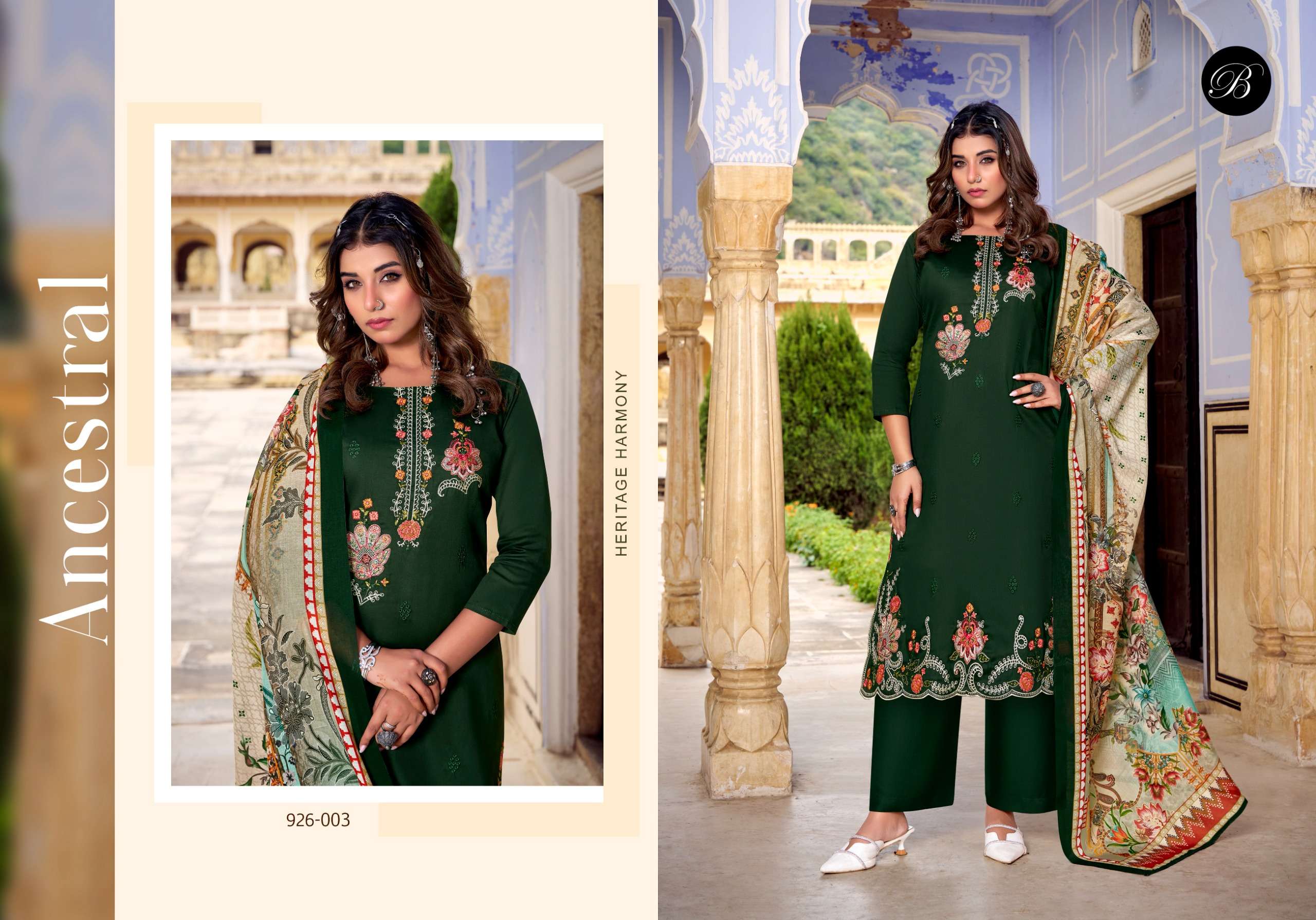 BELLIZA DESIGNER STUDIO ZARQASH VOL 13 JAM COTTON FANCY EMBROIDERY WORK SUIT