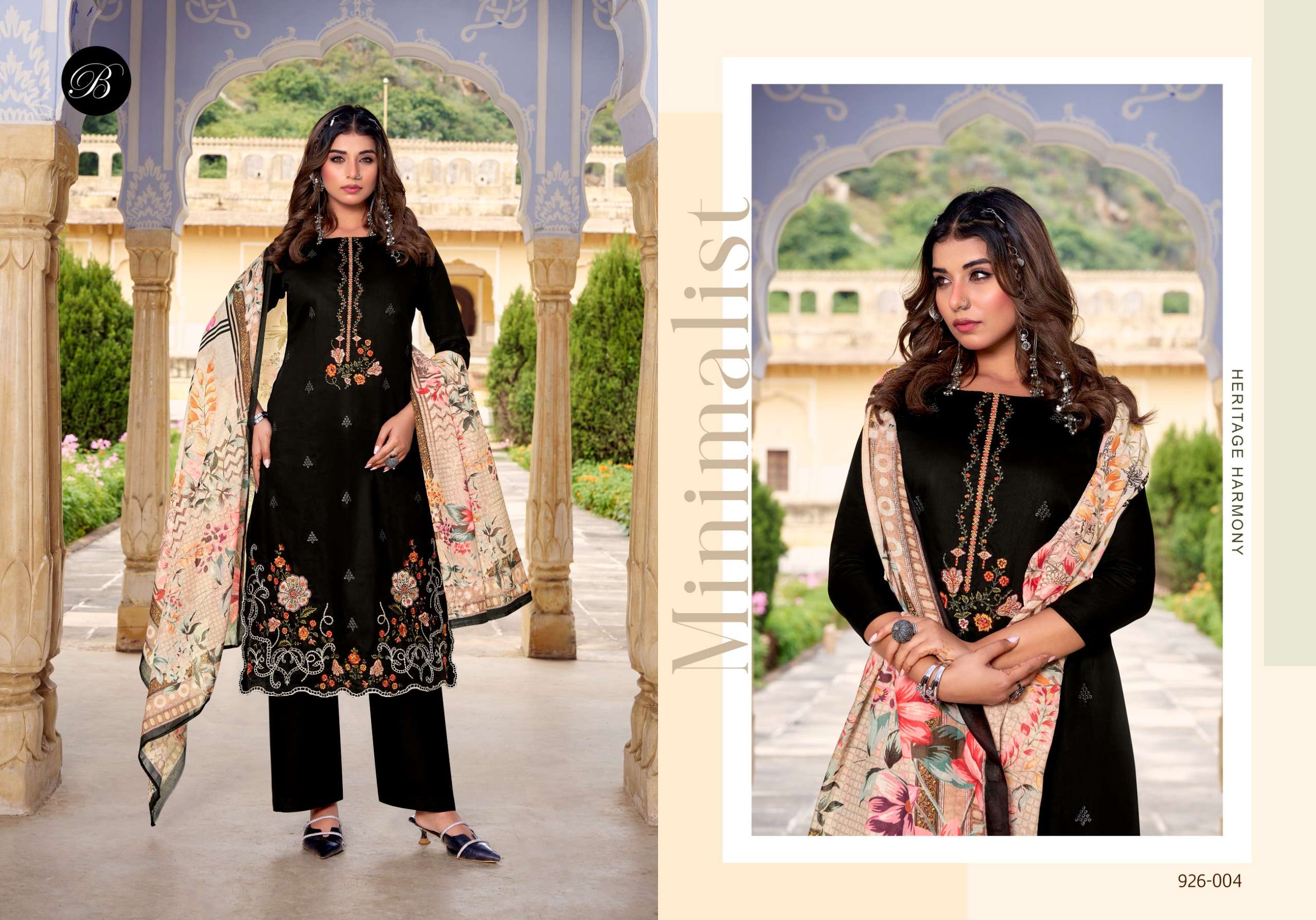 BELLIZA DESIGNER STUDIO ZARQASH VOL 13 JAM COTTON FANCY EMBROIDERY WORK SUIT