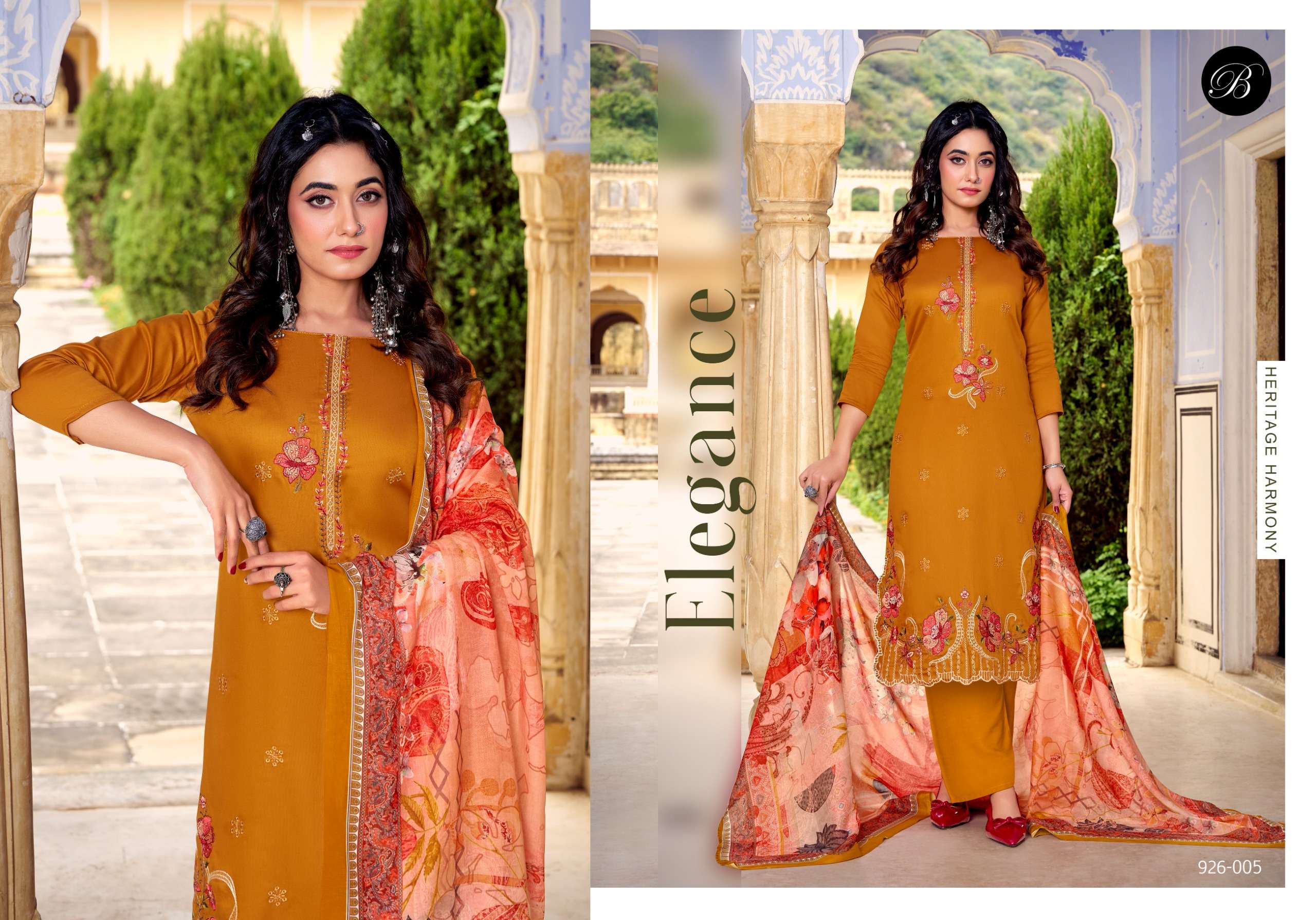 BELLIZA DESIGNER STUDIO ZARQASH VOL 13 JAM COTTON FANCY EMBROIDERY WORK SUIT