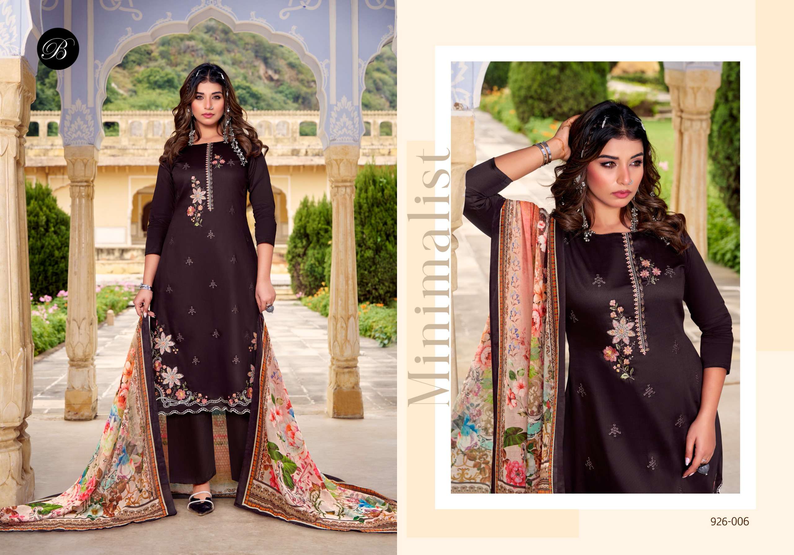 BELLIZA DESIGNER STUDIO ZARQASH VOL 13 JAM COTTON FANCY EMBROIDERY WORK SUIT