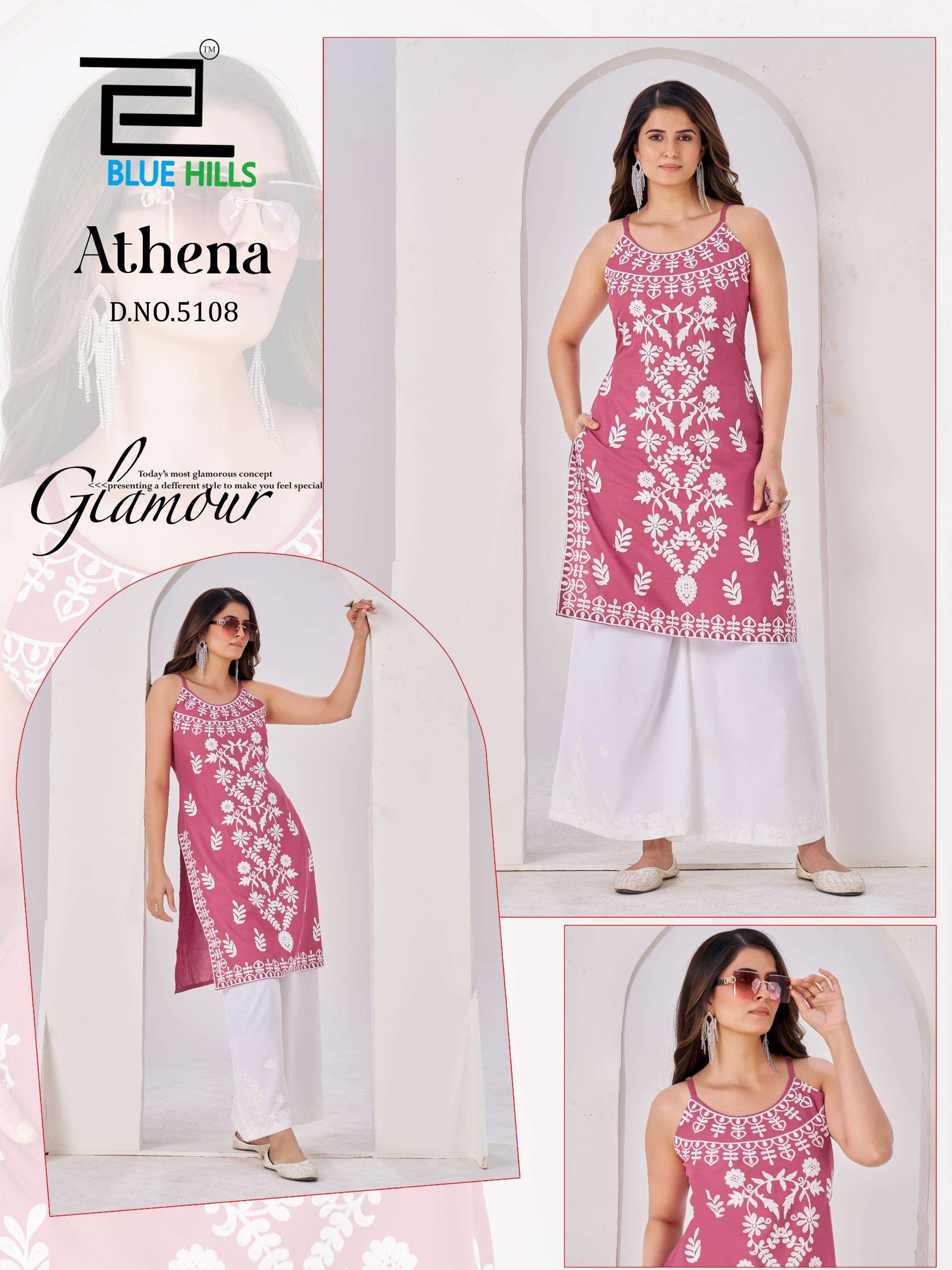 BLUE HILLS ATHENA RAYON FANCY LUCKNOWI WORKS STYLE LADIES KURTI 