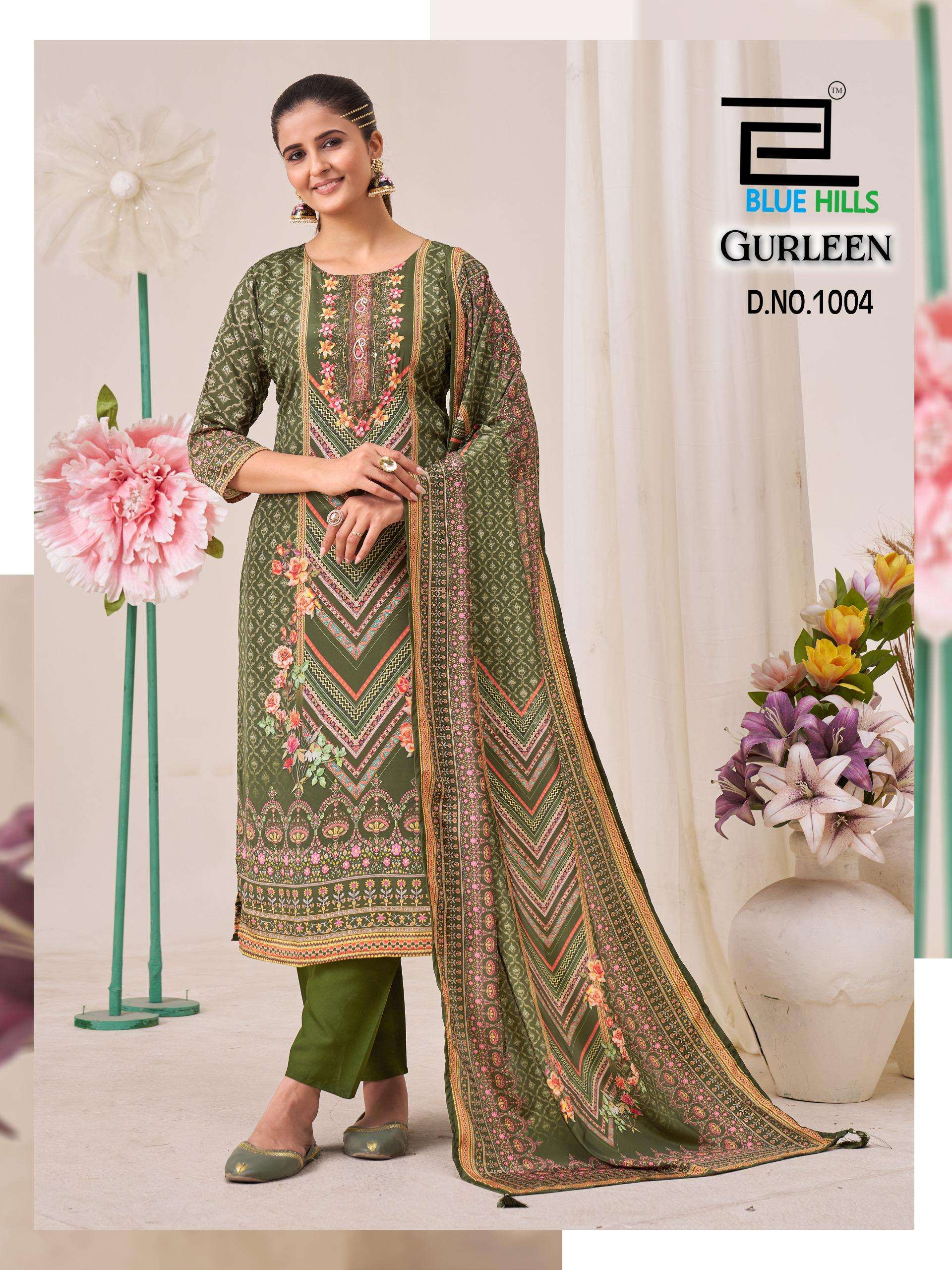 BLUE HILLS GULREEN MUSLIN DIGITAL PRINT FANCY LADIES 3PCS SET COLLECTION 