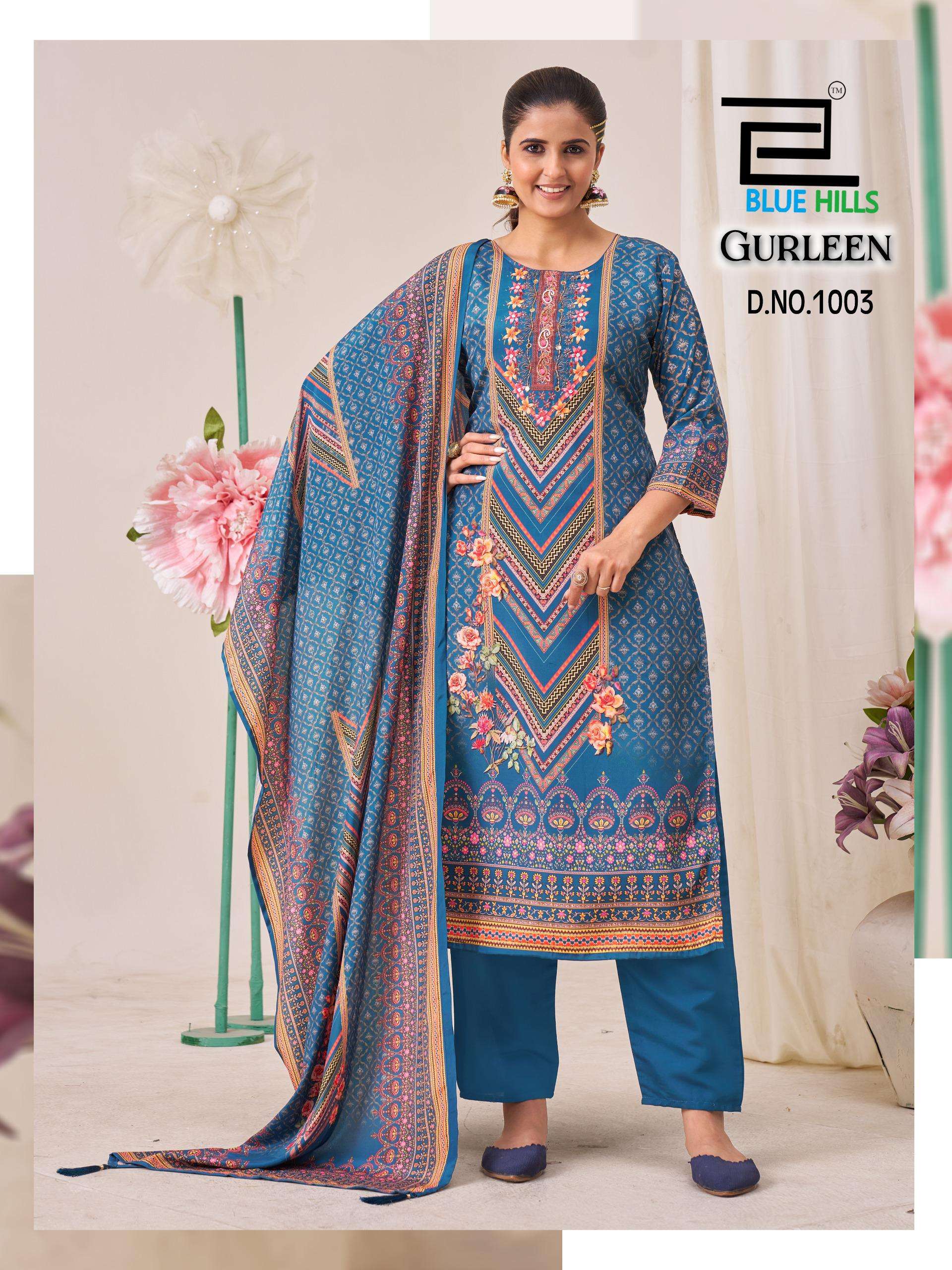 BLUE HILLS GULREEN MUSLIN DIGITAL PRINT FANCY LADIES 3PCS SET COLLECTION 