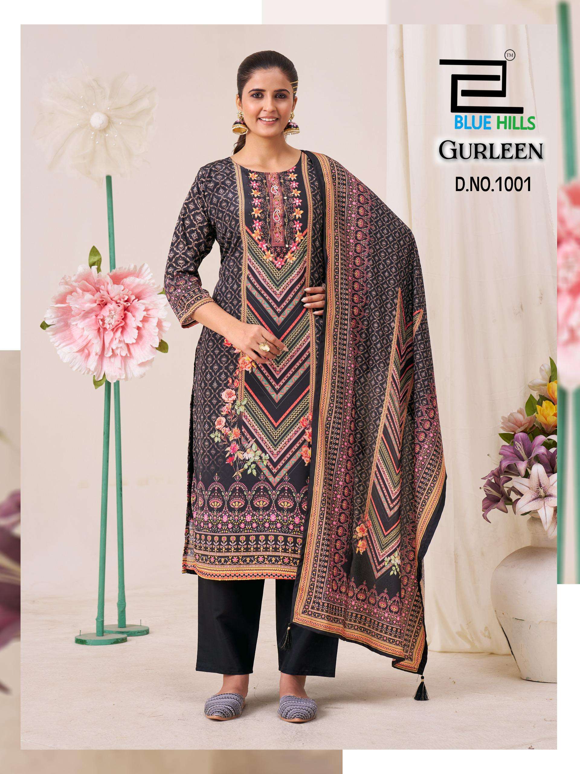 BLUE HILLS GULREEN MUSLIN DIGITAL PRINT FANCY LADIES 3PCS SET COLLECTION 
