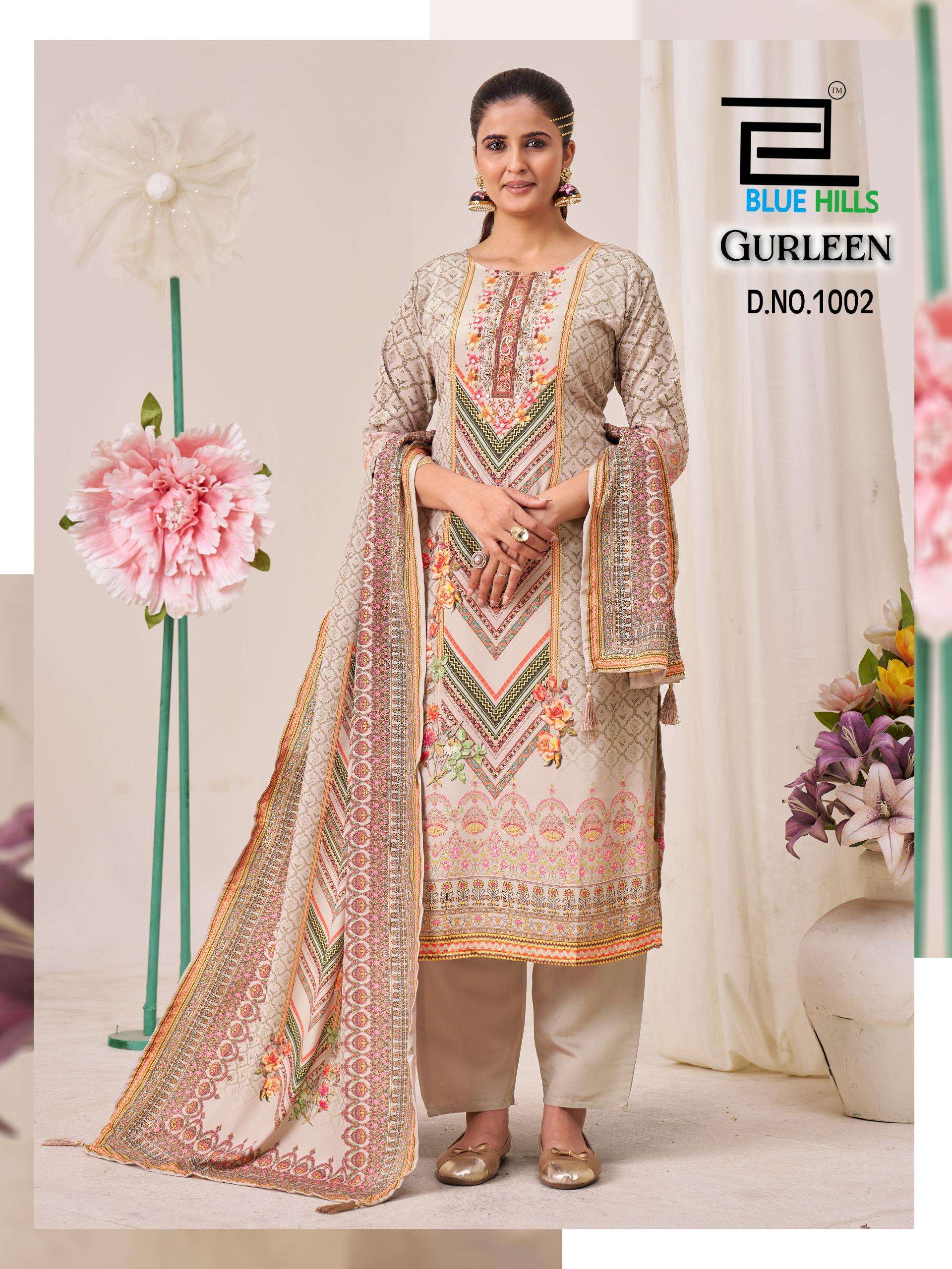 BLUE HILLS GULREEN MUSLIN DIGITAL PRINT FANCY LADIES 3PCS SET COLLECTION 