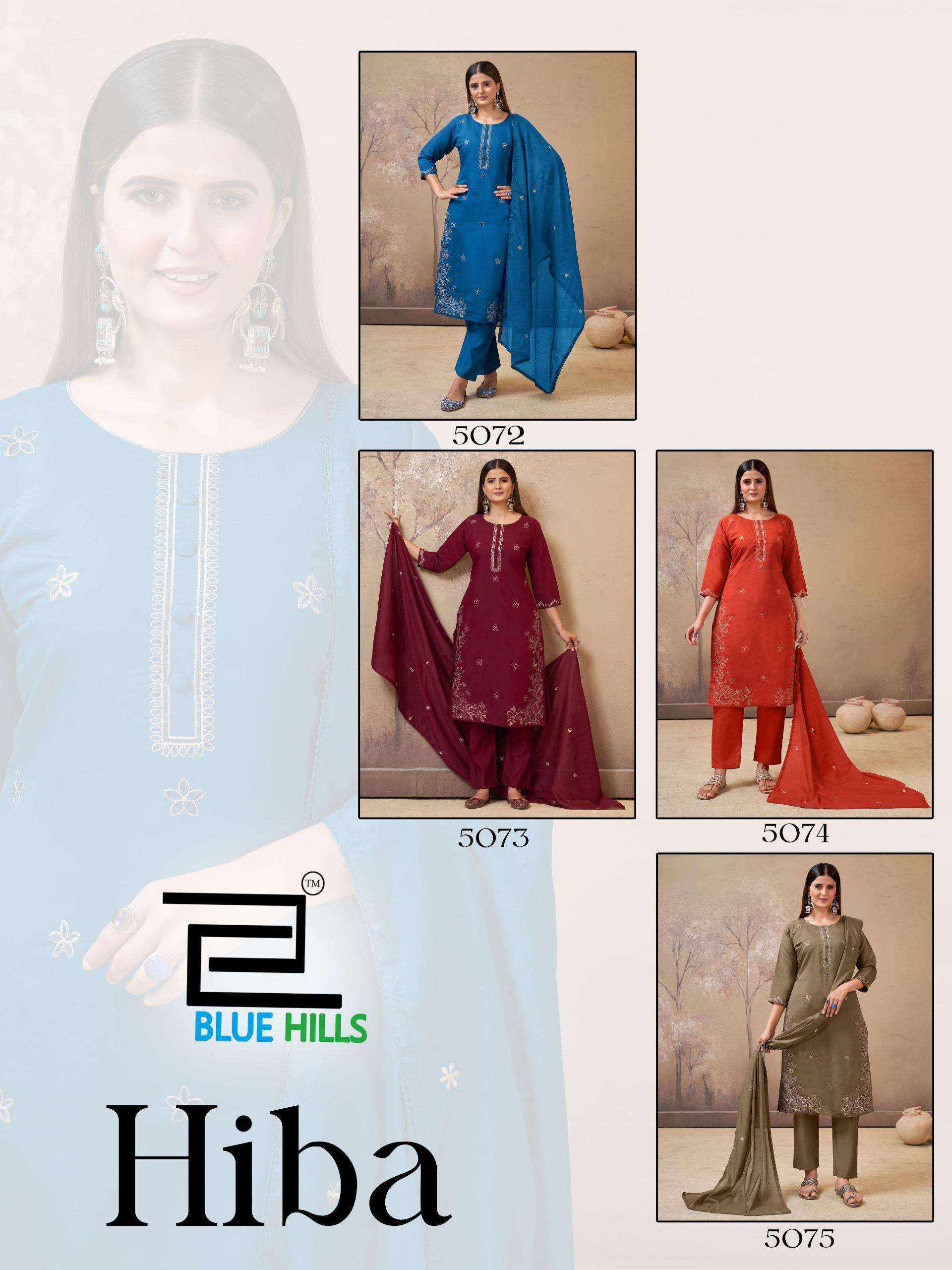 BLUE HILLS HIBA SILK WITH EMBROIDERY WORK LADIES 3PIECE SET COLLECTION 