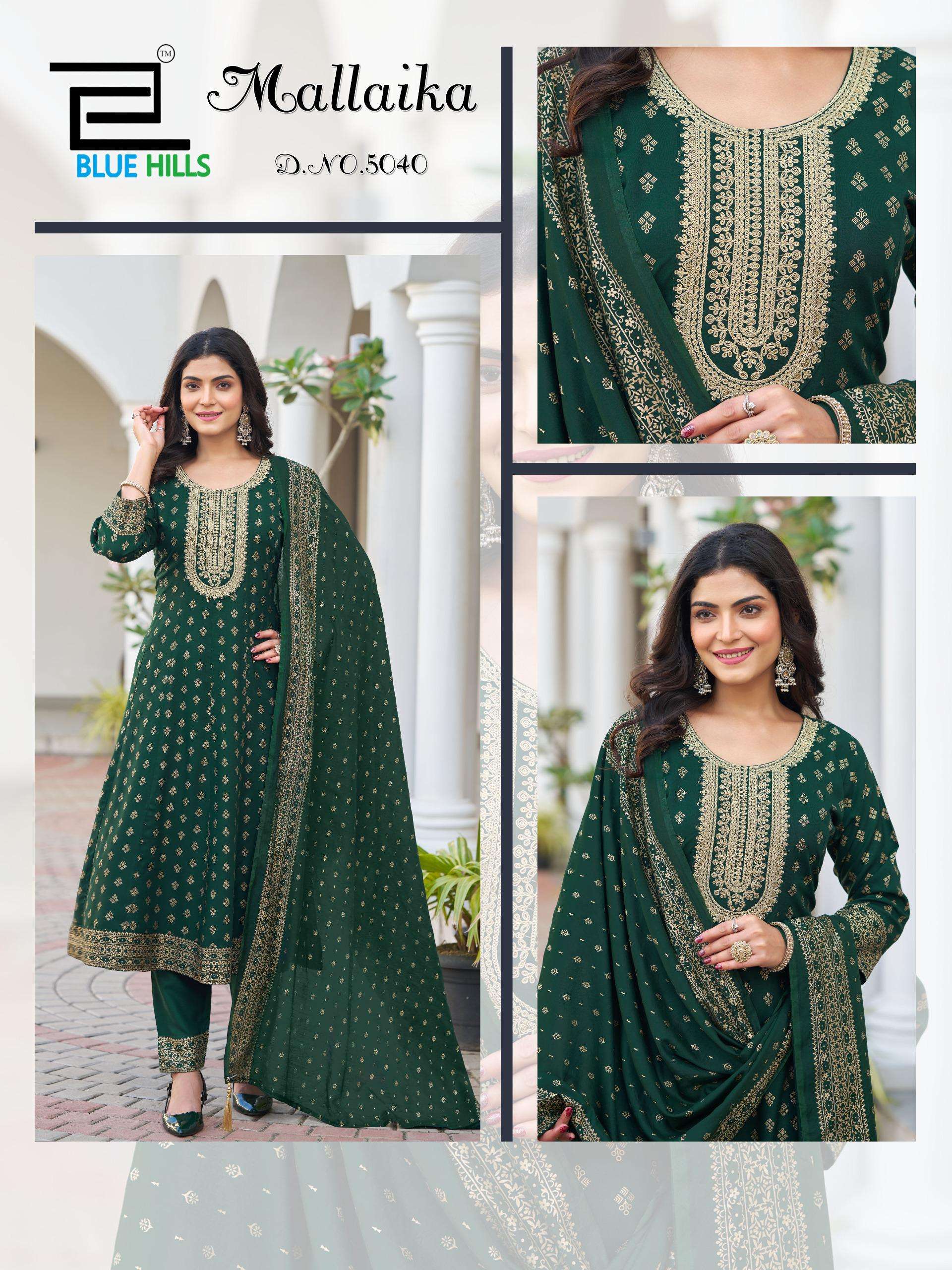  BLUE HILLS MALLAIKA RAYON ANARKALI STYLE GOWN PANT AND DUPPATTA SET 