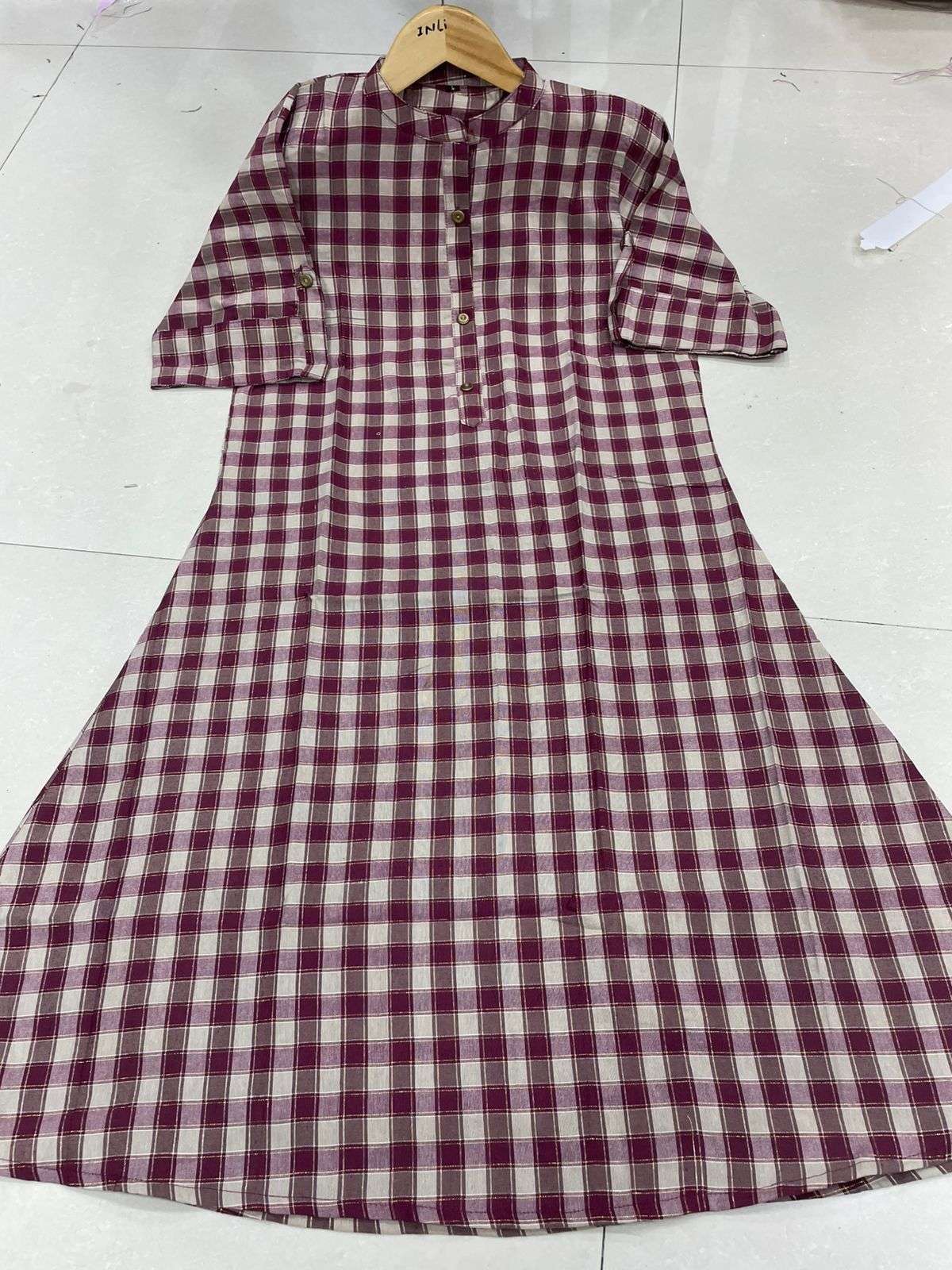 BLUE HILLS MIDI COLLECTION COTTON CHECKS PRINT KURTI 