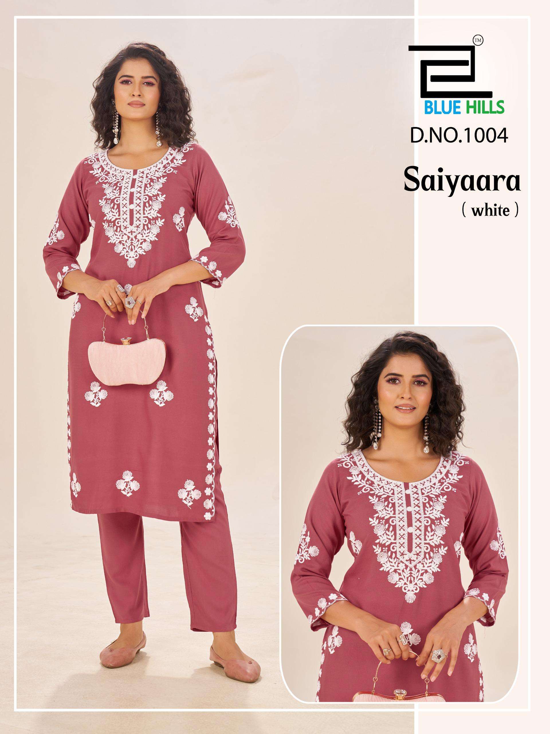 BLUE HILLS  SAIYAARA RAYON FANCY WORKS LADIES KURTI WITH BOTTOM PAIR 