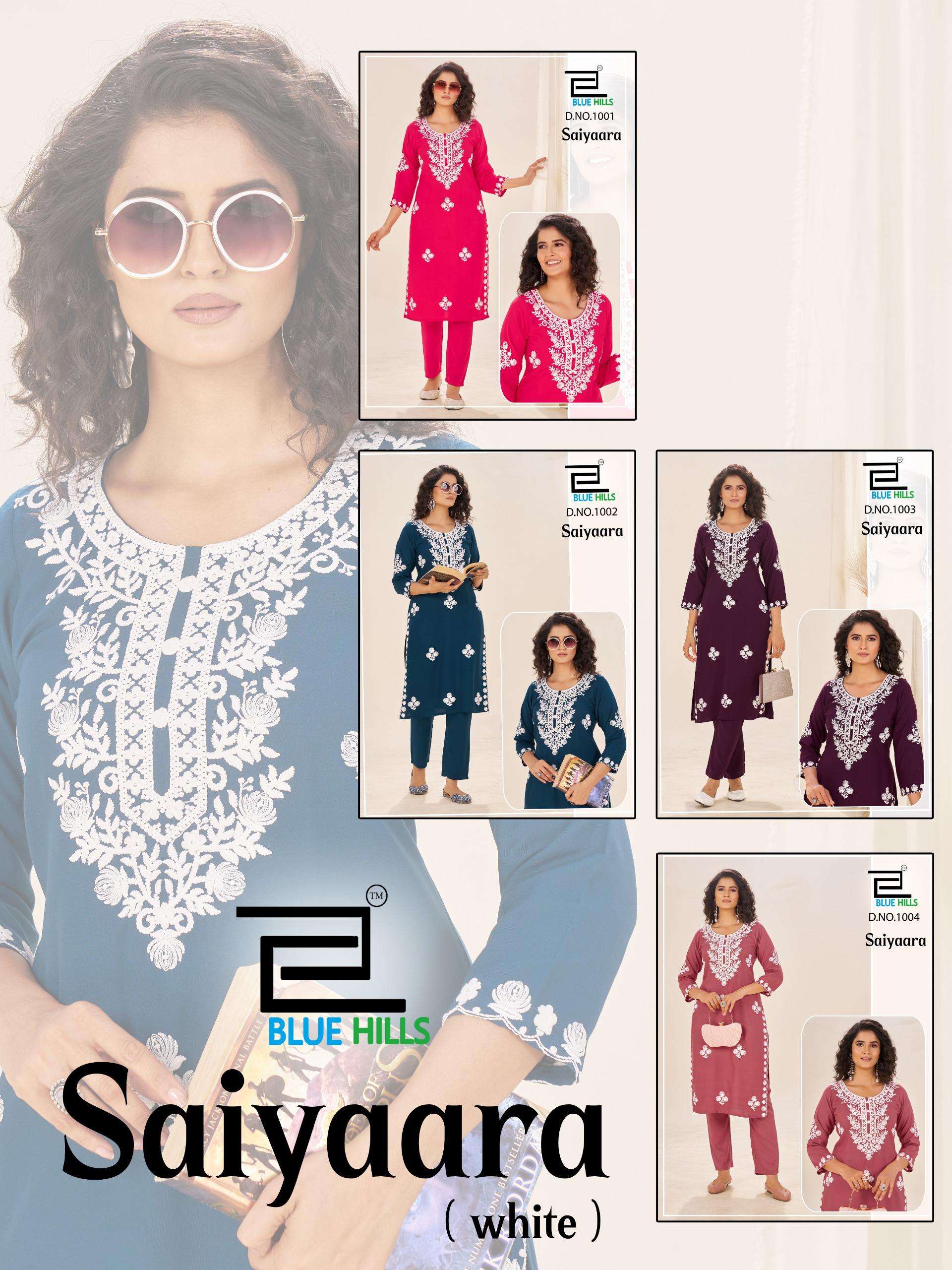 BLUE HILLS  SAIYAARA RAYON FANCY WORKS LADIES KURTI WITH BOTTOM PAIR 