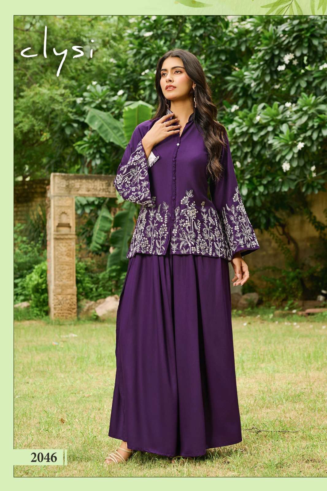 CLYSI LUVIKA SILK PARTY WEAR LOOK DESIGNER LADIES TOP WITH PLAZZO 