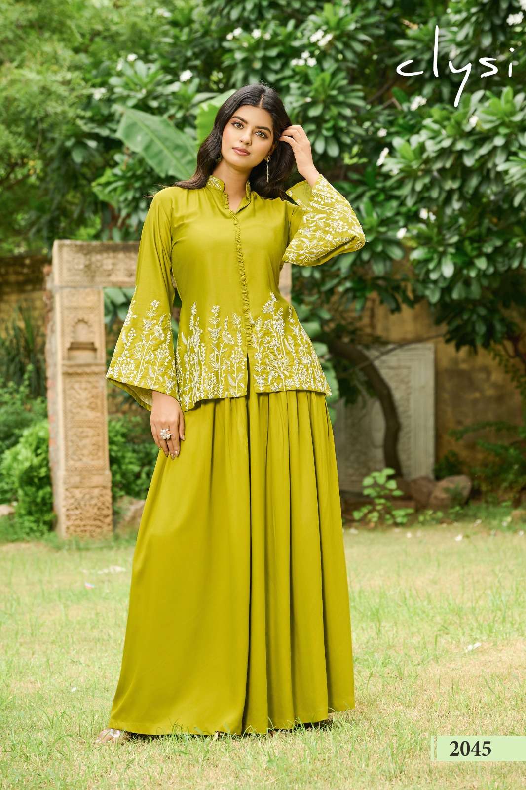 CLYSI LUVIKA SILK PARTY WEAR LOOK DESIGNER LADIES TOP WITH PLAZZO 