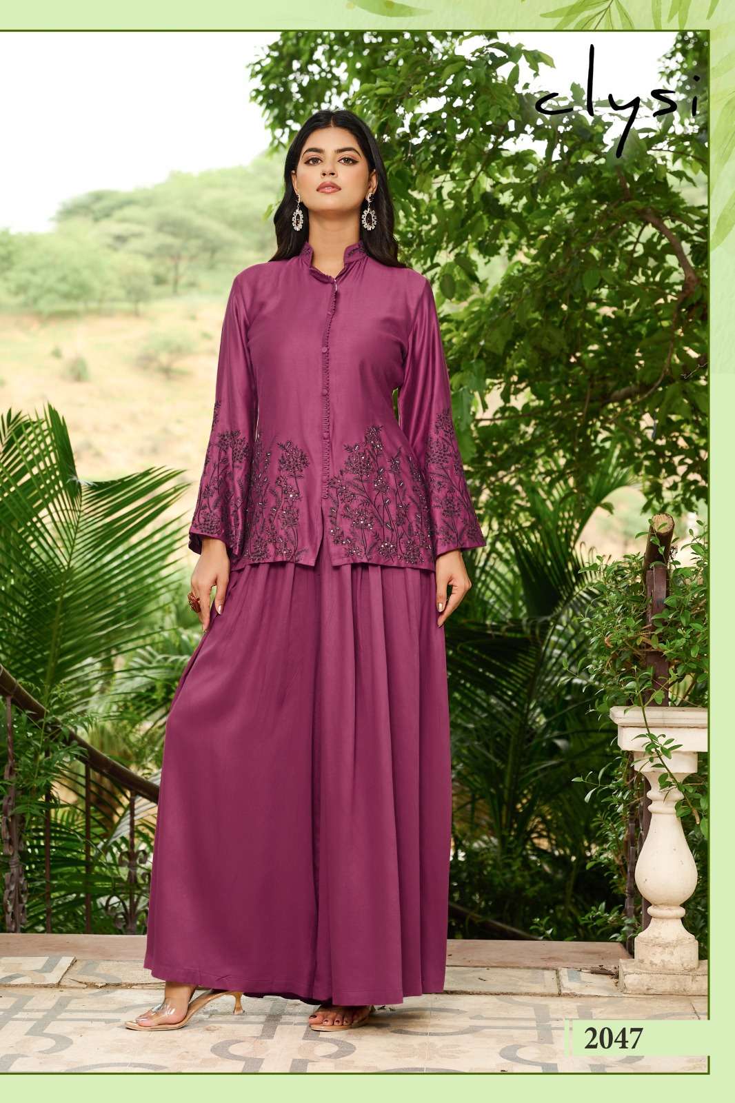 CLYSI LUVIKA SILK PARTY WEAR LOOK DESIGNER LADIES TOP WITH PLAZZO 