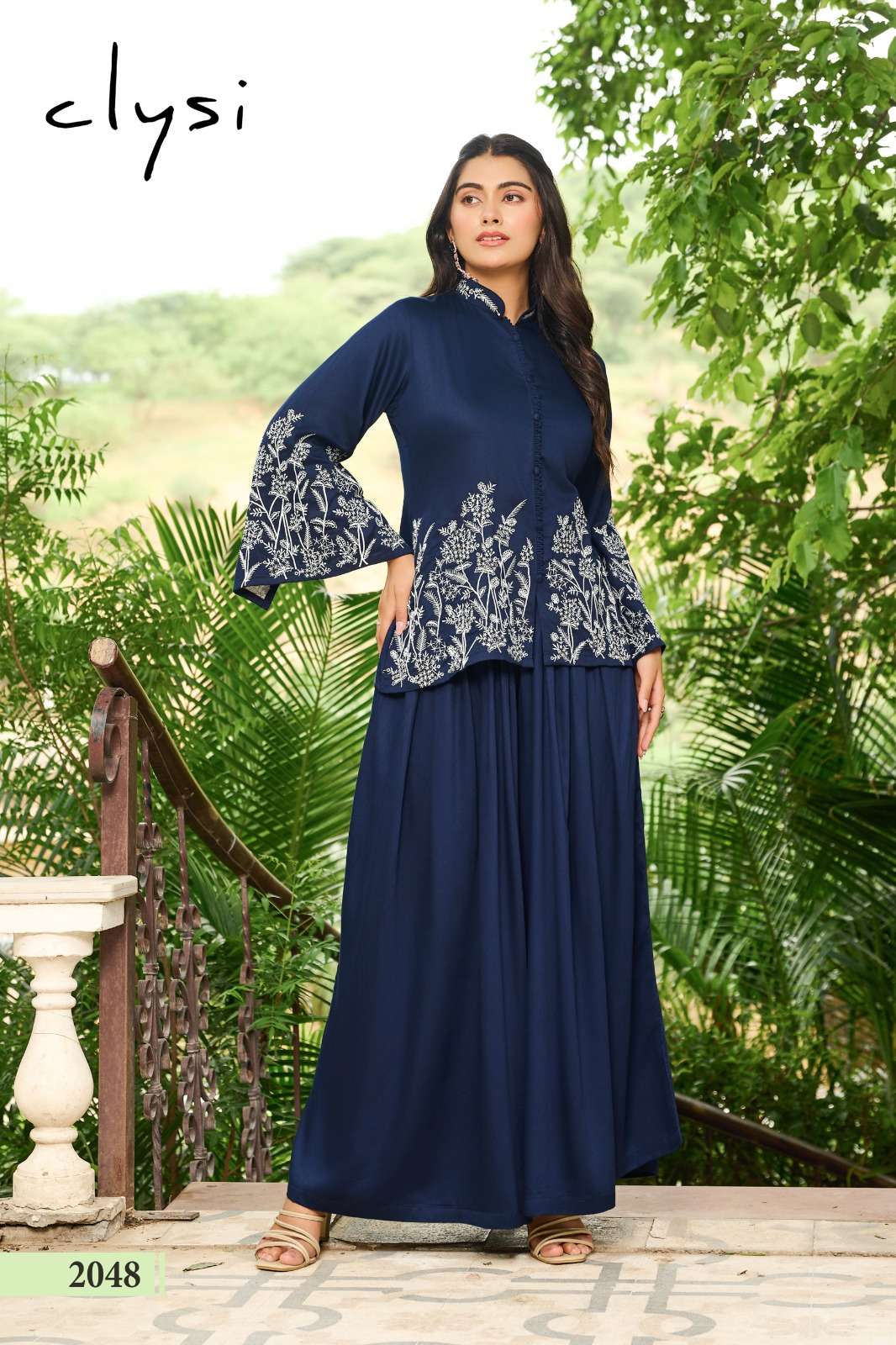 CLYSI LUVIKA SILK PARTY WEAR LOOK DESIGNER LADIES TOP WITH PLAZZO 