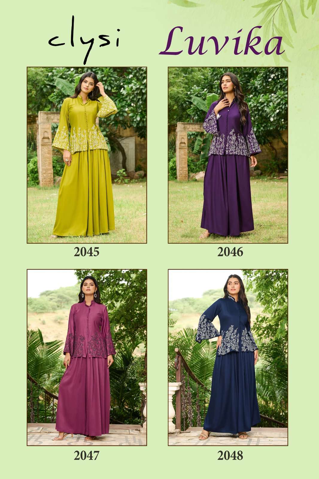 CLYSI LUVIKA SILK PARTY WEAR LOOK DESIGNER LADIES TOP WITH PLAZZO 